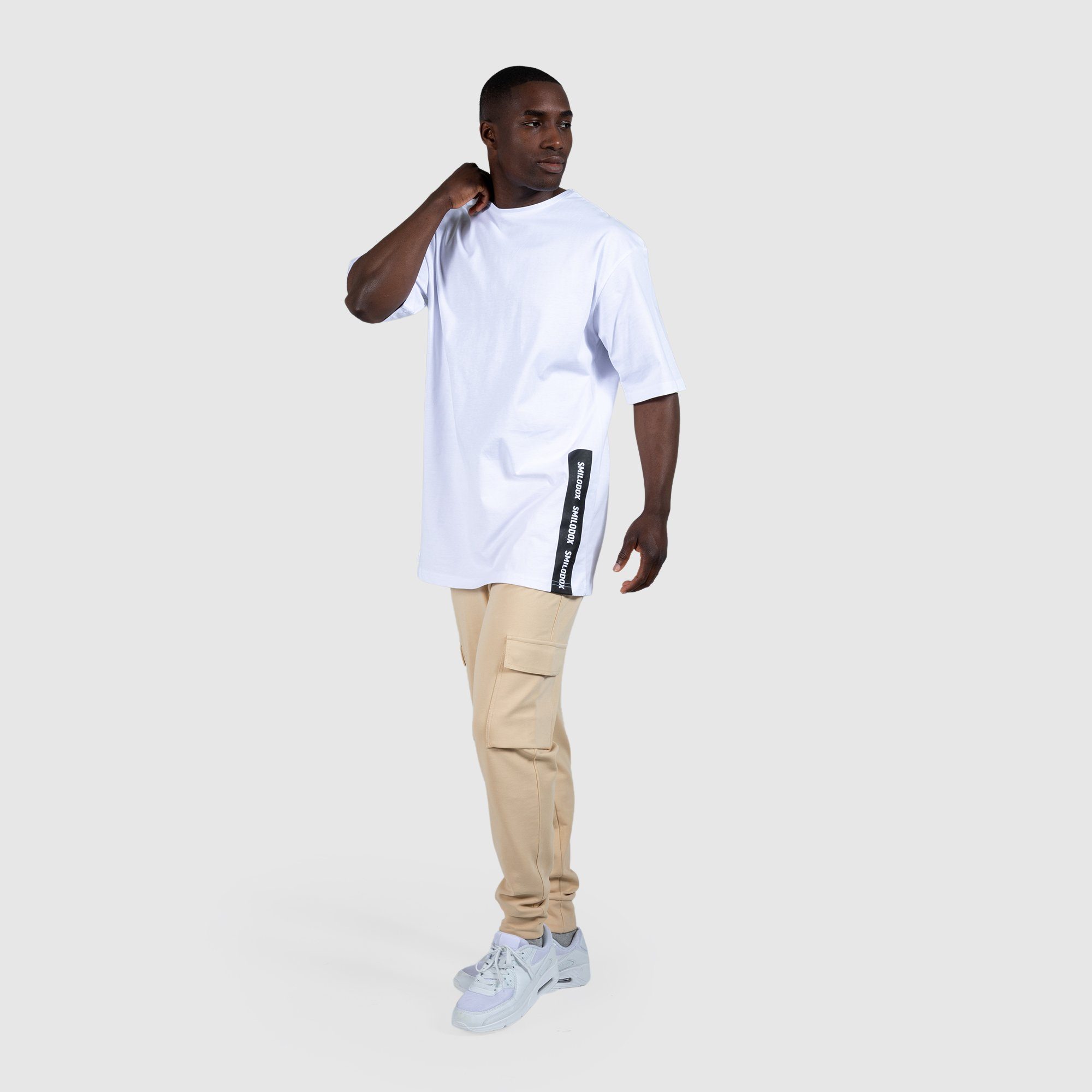 Baumwolle T-Shirt John 100% Oversize, Smilodox Weiß
