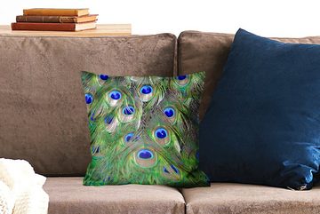 MuchoWow Dekokissen Pfau - Federn - Augen - Blau, Zierkissen mit Füllung für Wohzimmer, Schlafzimmer, Deko, Sofakissen