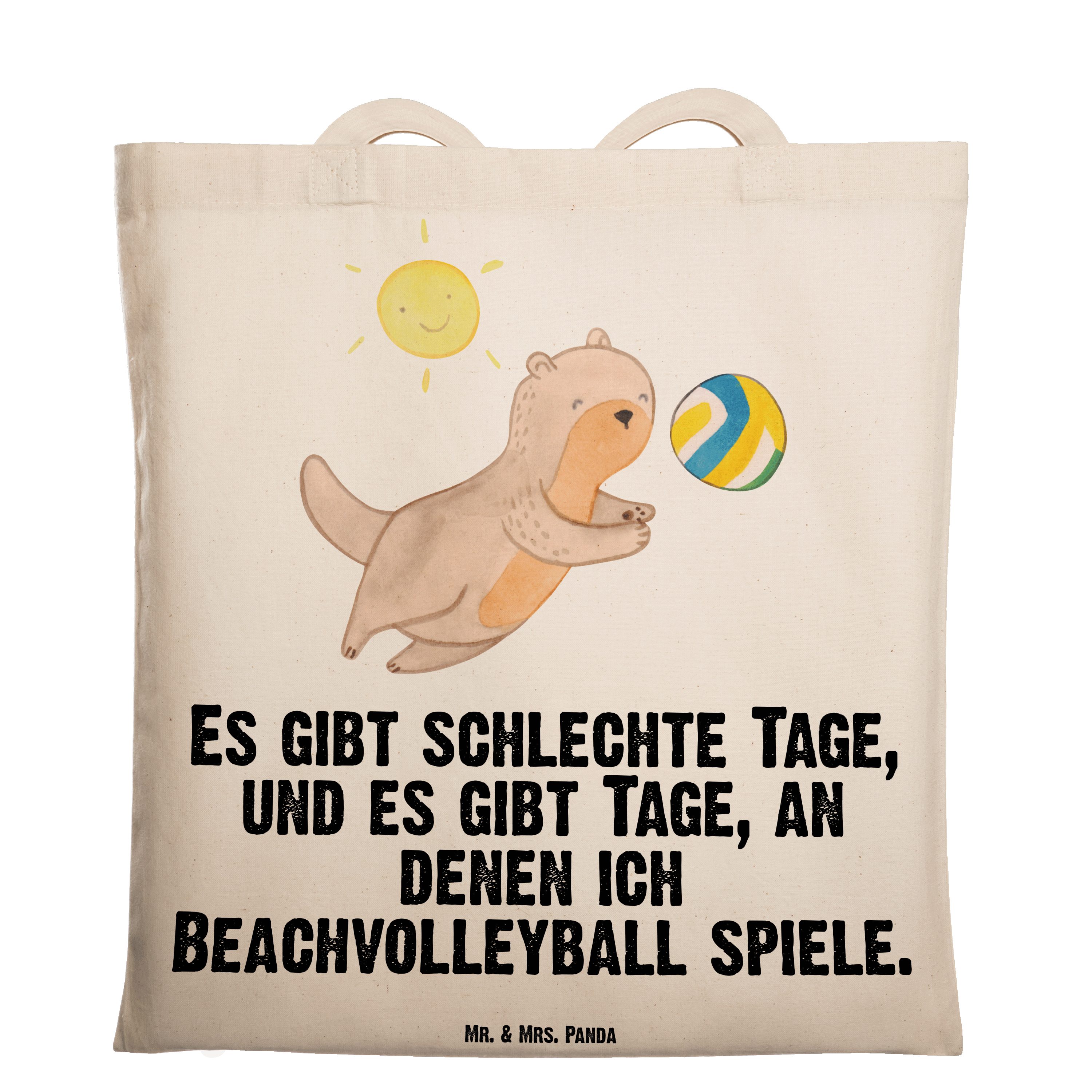 Mr. & Mrs. Panda Tragetasche Otter Beachvolleyball Tage - Transparent - Geschenk, Sport, Beutel, V (1-tlg) | Canvas-Taschen