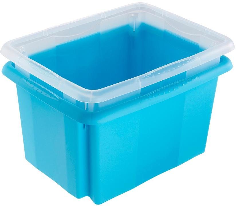 St), Kunststoff Organizer (Set, Aufbewahrungsbox, blau hochwertiger L, 3 keeeper 15 mit Deckel, emil
