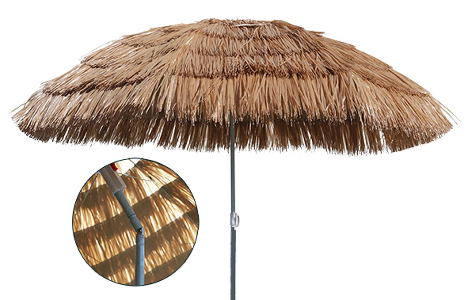 Mojawo Ampelschirm Hawaii Sonnenschirm Strandschirm Gartenschirm rund Ø1,6m Braun – Bild 4 von 5