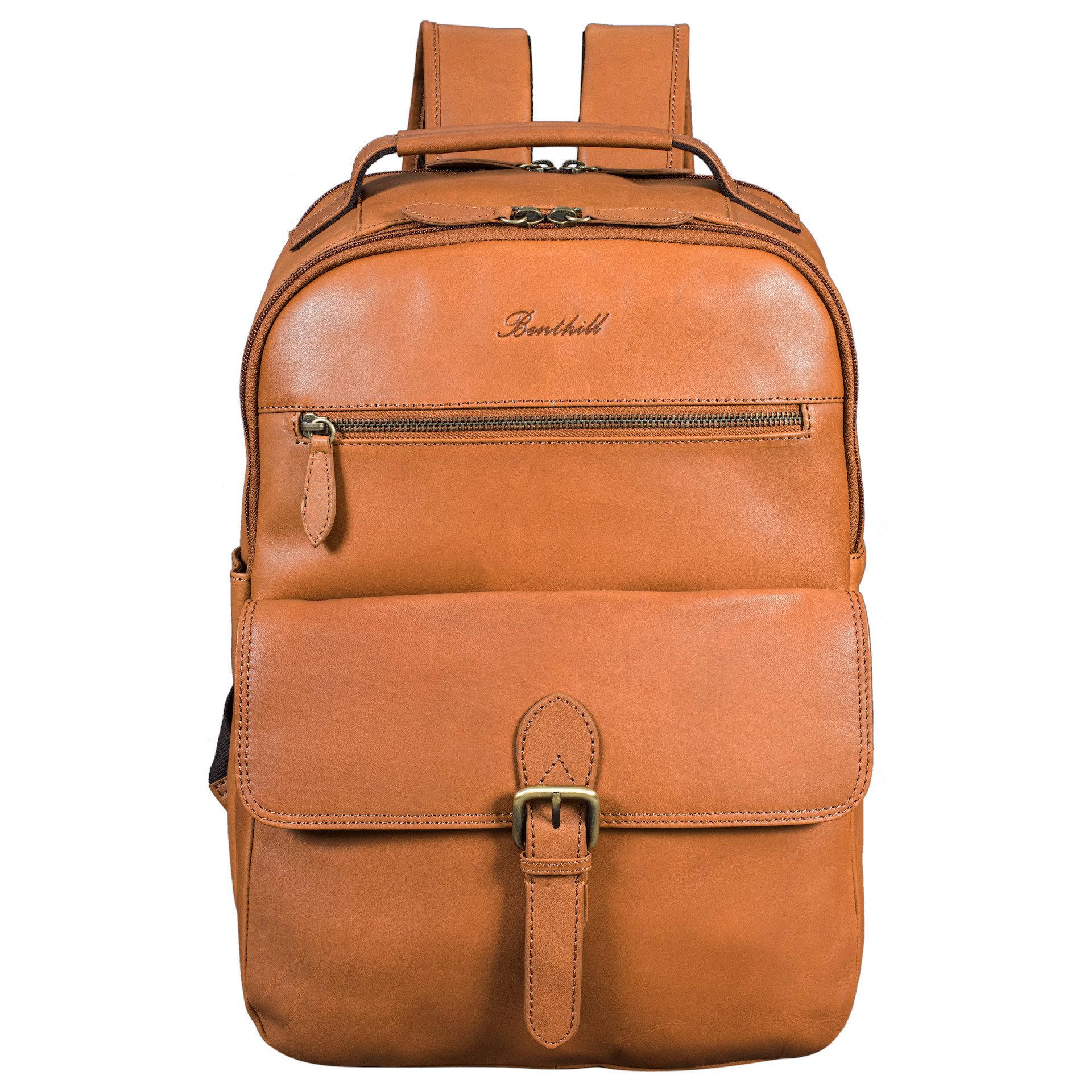 Benthill Rucksack Echt Leder Rucksack Damen Herren Backpack Lederrucksack Reise Bag, Reißverschlussfach