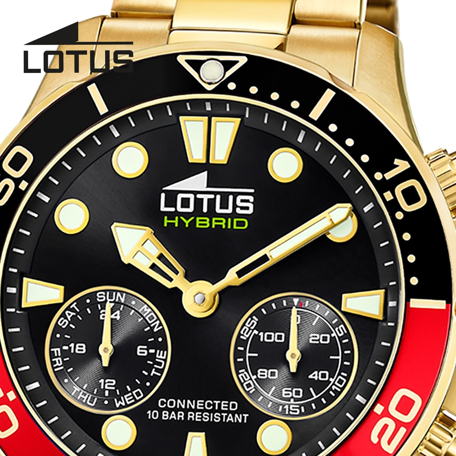 Lotus Chronograph Lotus Herrenuhr Edelstahl gold Lotus, (Chronograph), Herren Armbanduhr rund, groß (ca. 44,5mm), Edelstahl