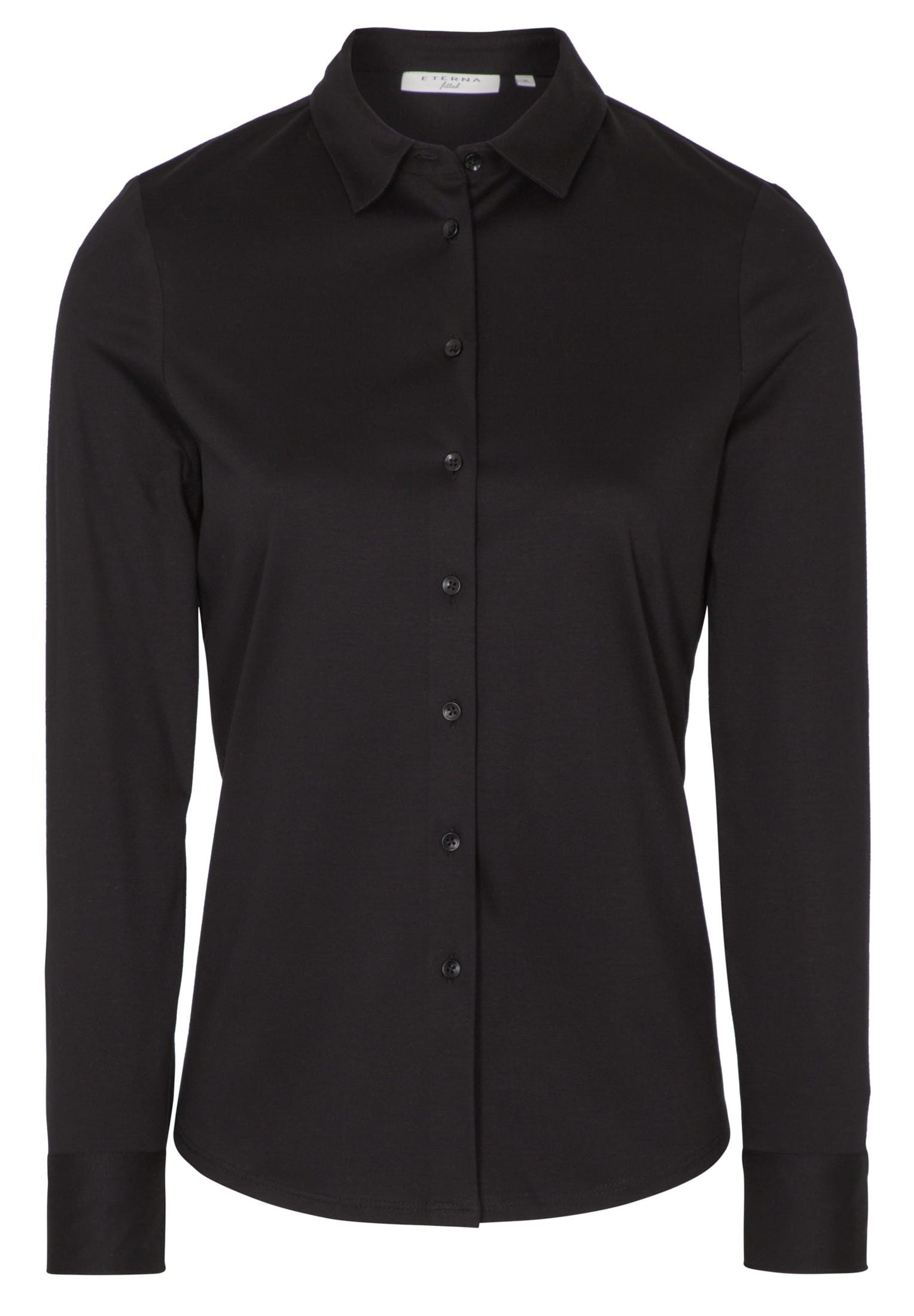 Eterna Blusentop ETERNA FITTED Langarm Bluse schwarz jersey 5158-39-DF05