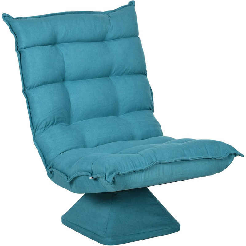 HOMCOM Крісла для відпочинку Drehbarer Meditationsstuhl mit verstellbarer Rückenlehne, Sockel (Bodensofa, 1-St., Bodenstuhl), Lazy Sofa für Wohnzimmer, Büro, Blau
