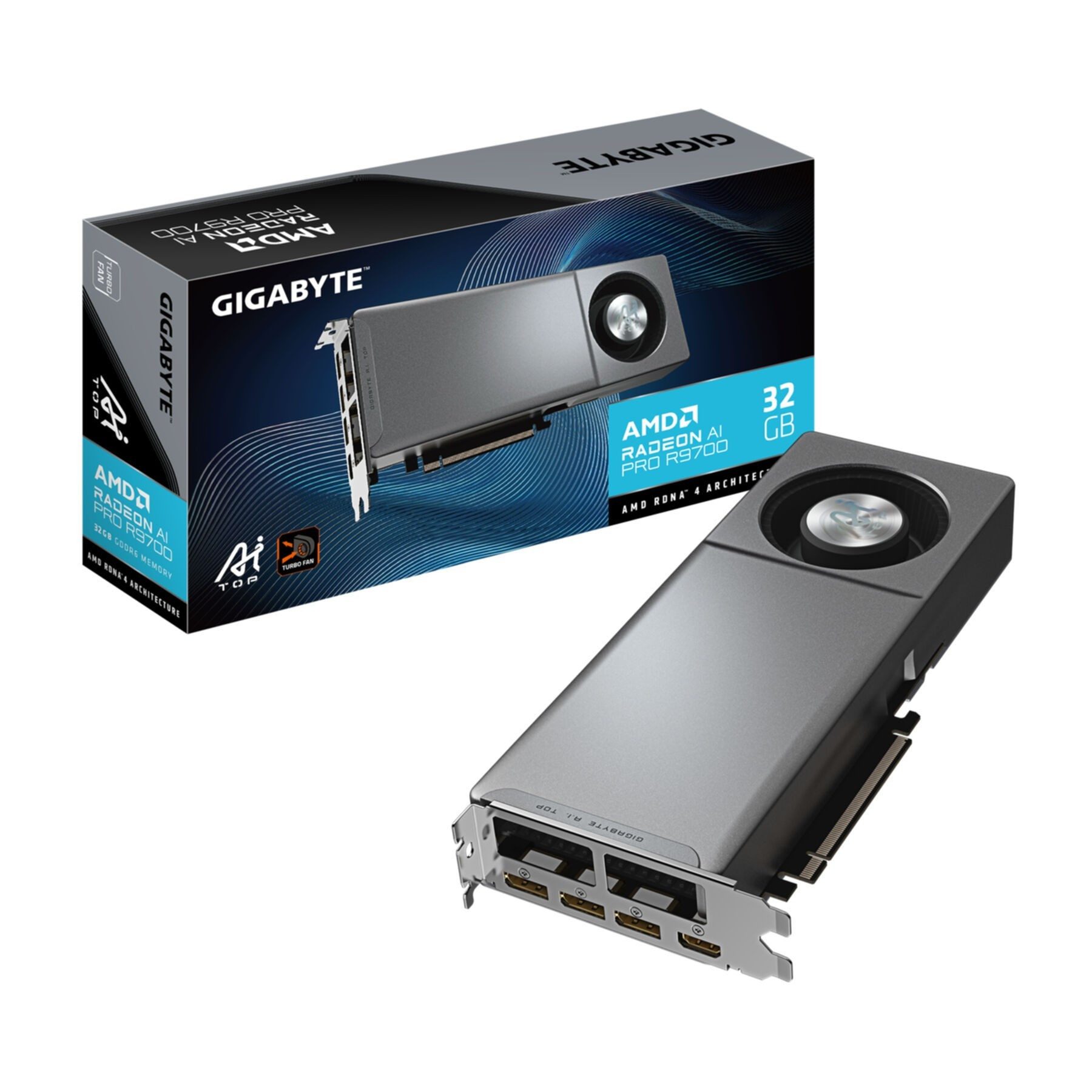 Gigabyte Radeon AI PRO R9700 AI TOP 32G Grafikkarte – 32 GB GDDR6, 256 Bit, PCI Grafikkarte