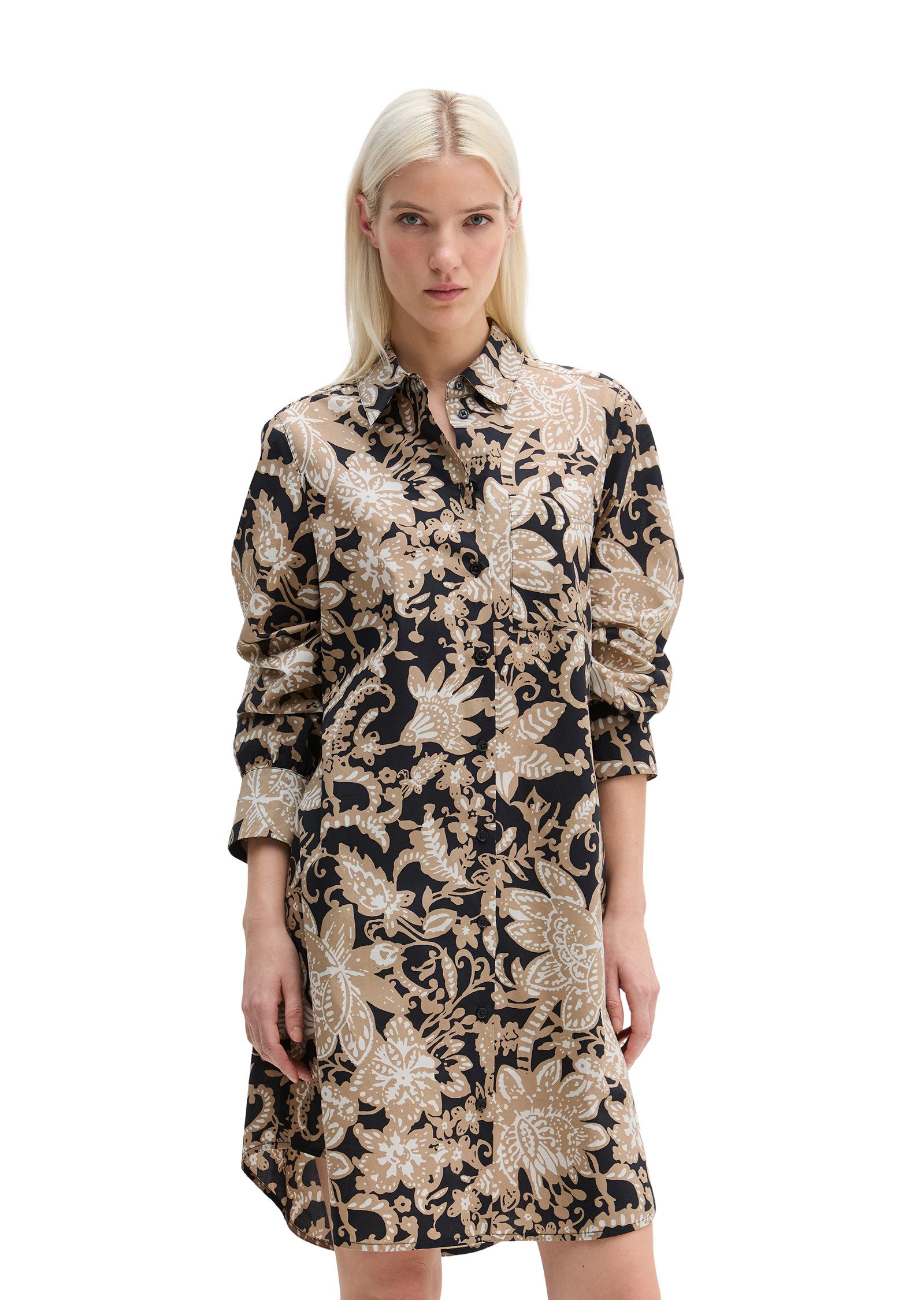 Marc O'Polo Hemdblusenkleid aus Papertouch-Popeline mit Allover-Print