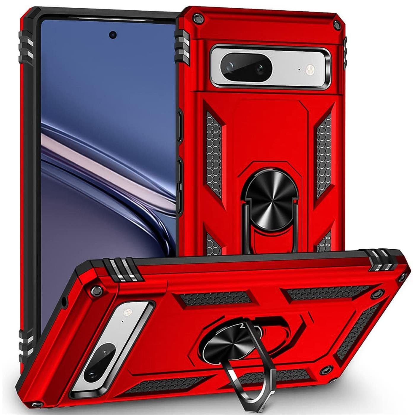 CoolGadget Handyhülle Armor Shield Case für Google Pixel 7a 6,1 Zoll, Outdoor Cover Magnet Ringhalterung Handy Hülle für Pixel 7a