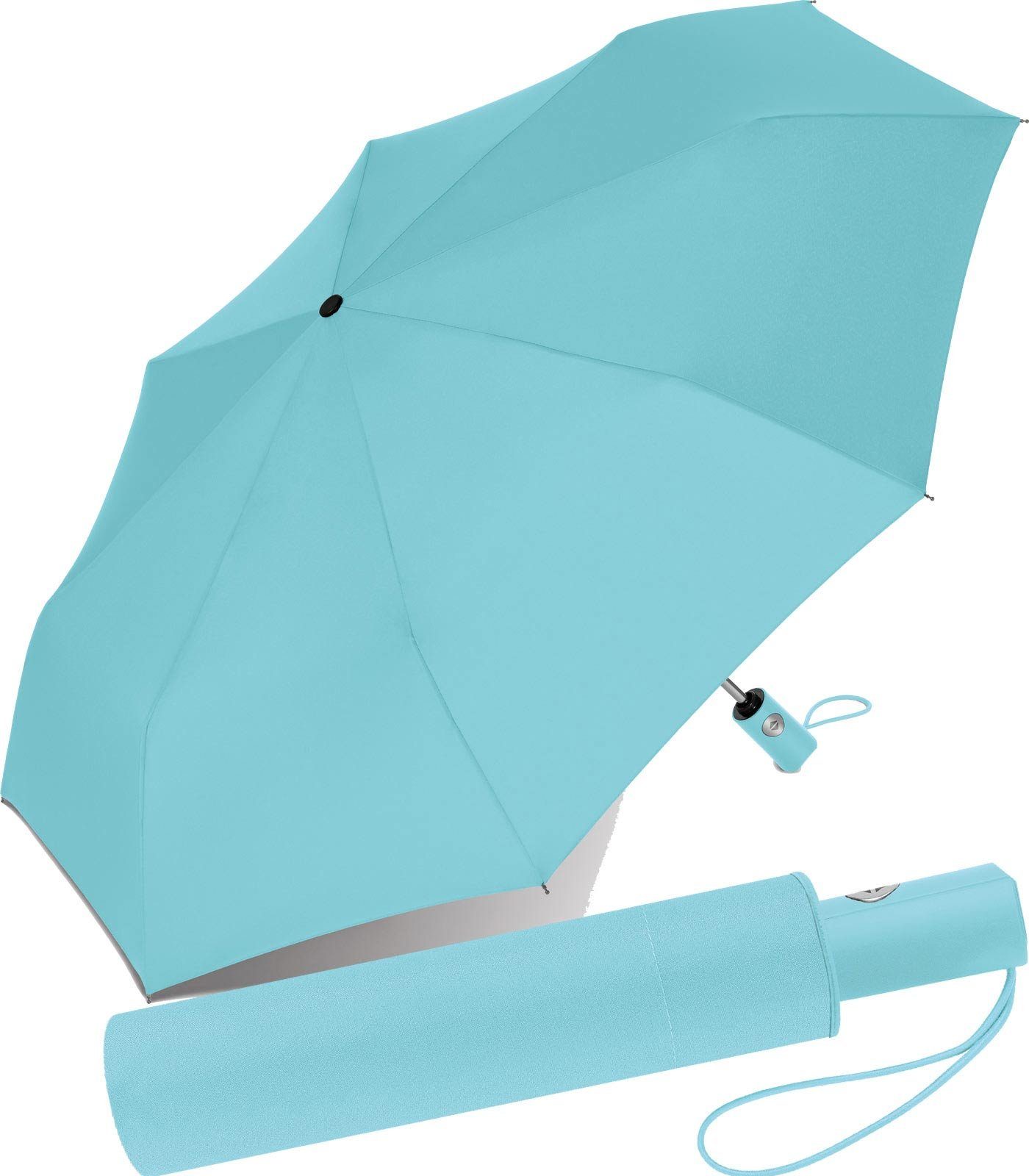 RS-Versand Taschenregenschirm schöner stabiler Regenschirm mit Auf-Zu-Automatik, für Damen und Herren, in vielen modischen Farben hellblau