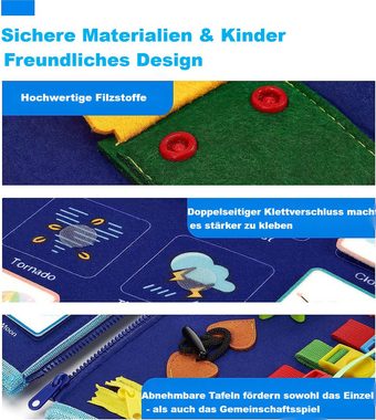 HEYHIPPO Lernspielzeug Lernbrett aus Filz, Spielbrett für Kinder, Übungsbrett, für Grundfertigkeiten zum Anziehen und Binden