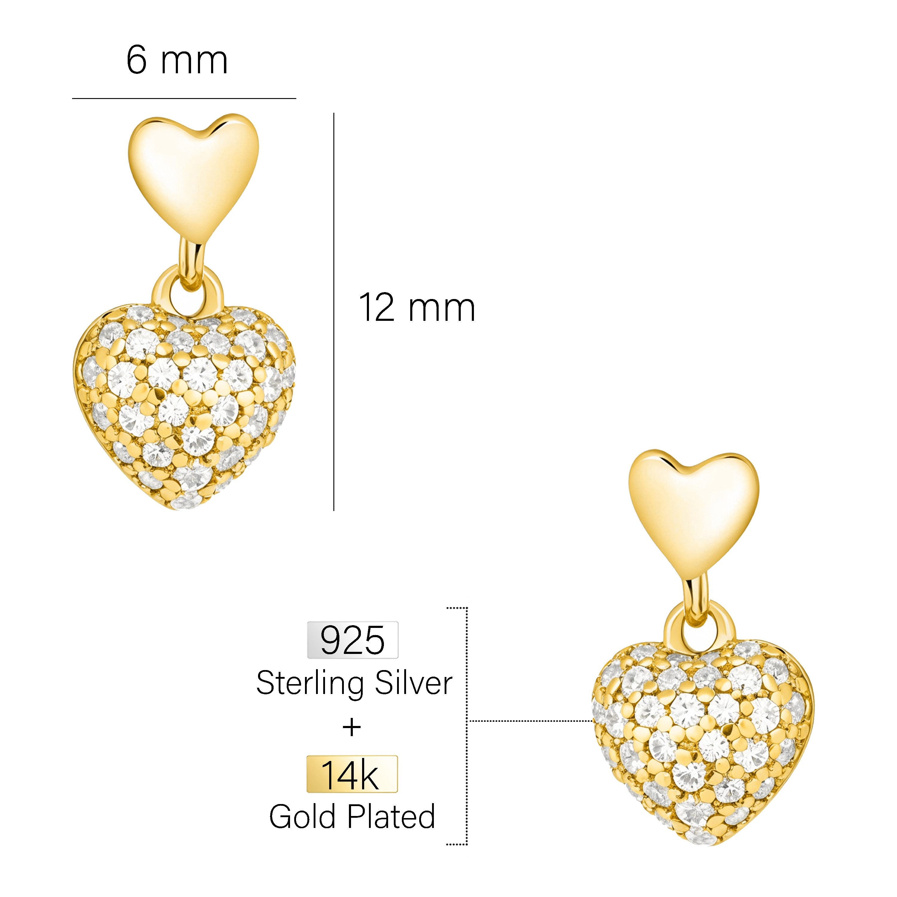 Sofia Milani Paar Ohrhänger Herzen, 925 Silber Damen Schmuck - E3094