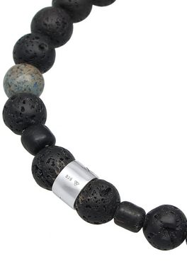 Kuzzoi Bead-Armband-Set Herren Lava Achat Edelstein Bead 925 Silber