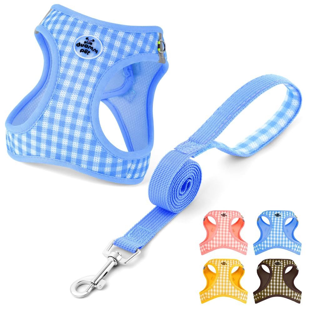 Ledander Hunde-Geschirr Hundegeschirr Leine Set für Hunde, Atmungsaktive Step-In Geschirr, aus Mesh mit gepolsterter Weste Anti Zug Reflektierend Verstellbar