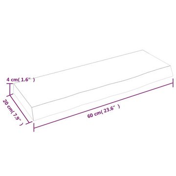 furnicato Wandregal Hellbraun 60x20x4 cm Massivholz Eiche Behandelt