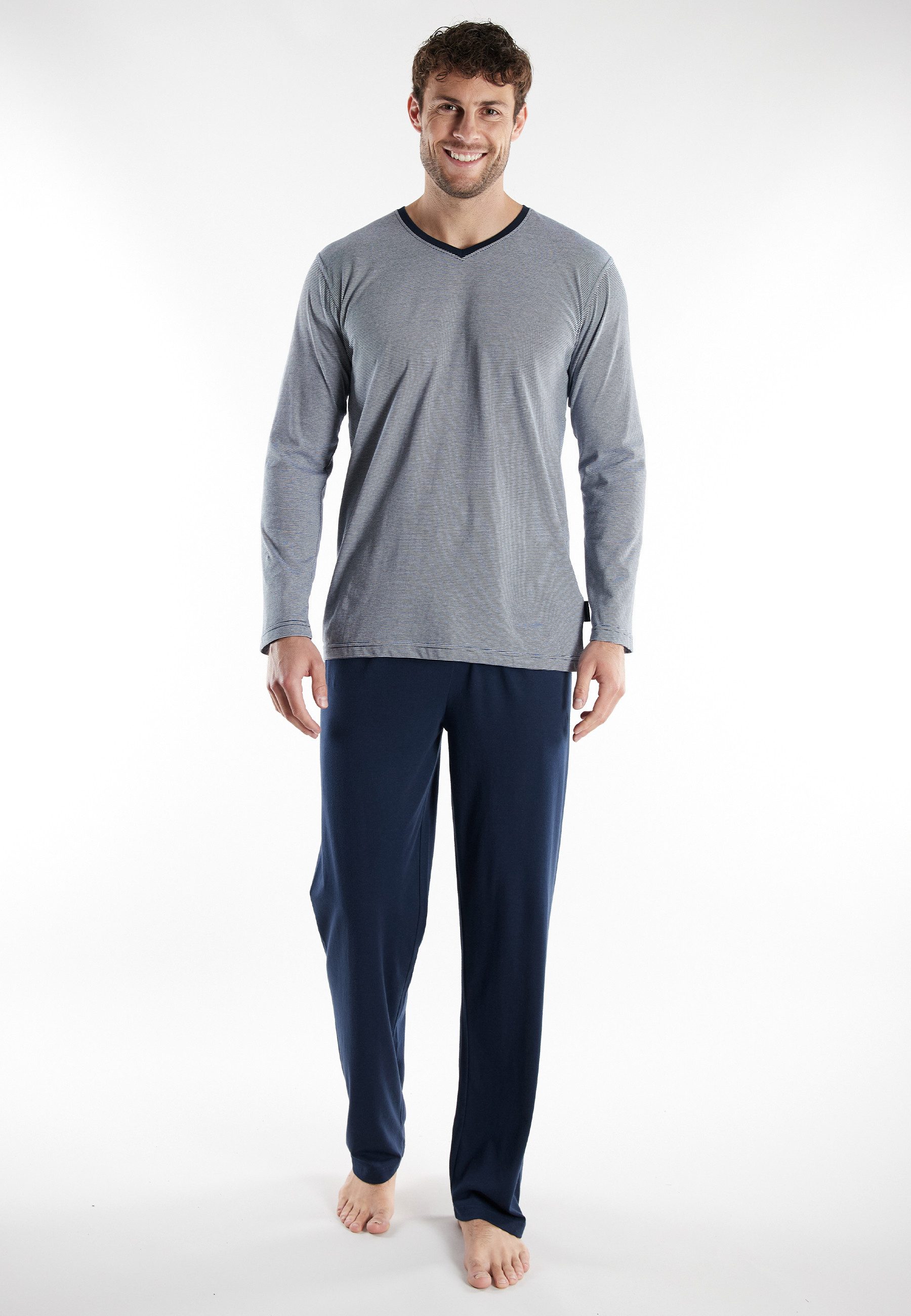 TOM TAILOR Pyjama Nevada (2 tlg) Streifendesign, Langarm, V-Ausschnitt, lan günstig online kaufen