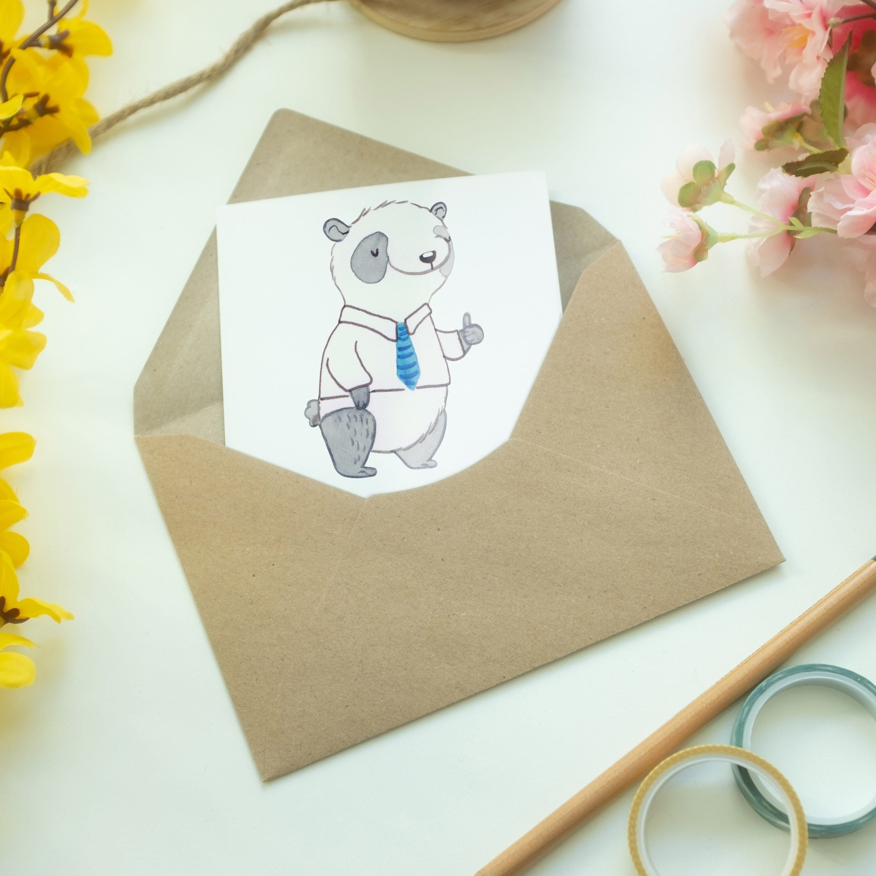 Mr. & Mrs. Ersatzvater Bester Welt Panda der - - Geburtstagskarte Weiß Panda Grußkarte Geschenk