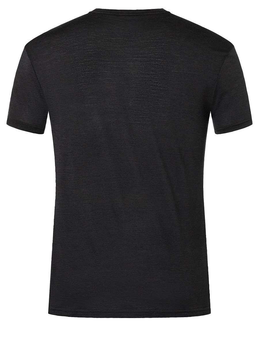 Black FOR Print-Shirt PRAY SUPER.NATURAL TEE T-Shirt Merino-Materialmix Jet funktioneller M Melange/Wine Tasting/Hydro Merino SNOW