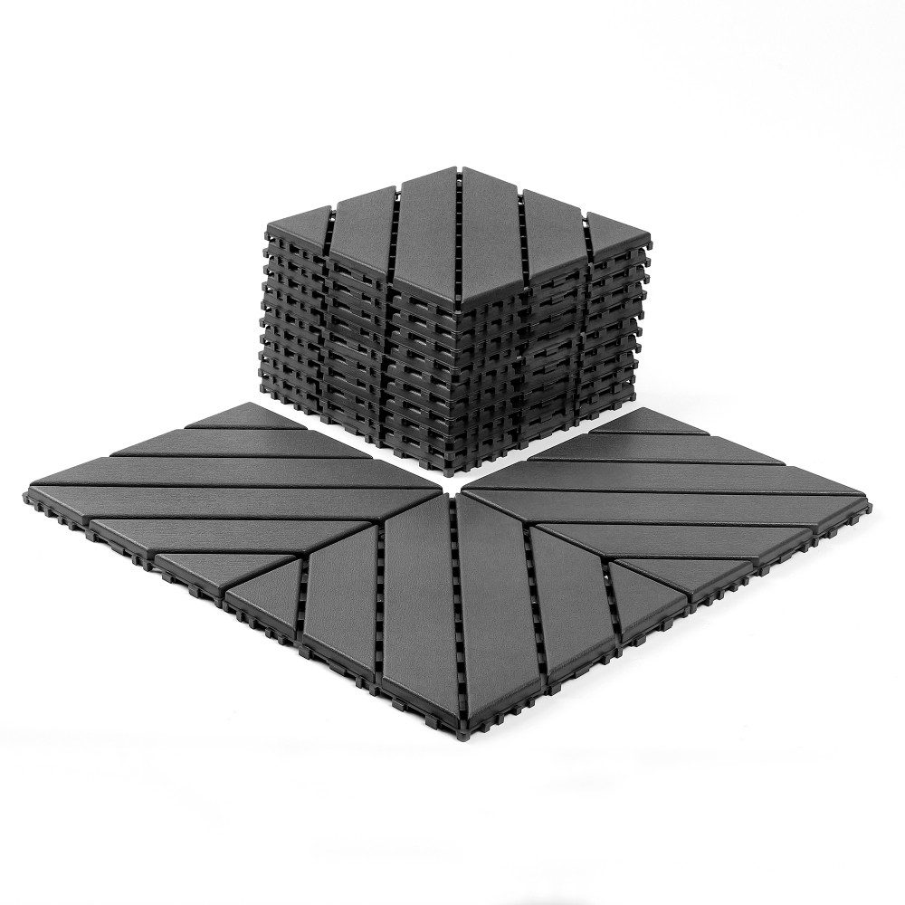 BBG Terrassendielen 44er Set Klickfliesen Kunststoff 30×30 cm, Rutschfest, 4 m², BxL: je 30.5x30.5 cm, 20 mm Stärke, (Interlocking Deck Tiles Wasserdicht, Balkon- & Terrassenfliesen), Outdoor Indoor, Gartenboden Pool Balkon DIY Stecksystem