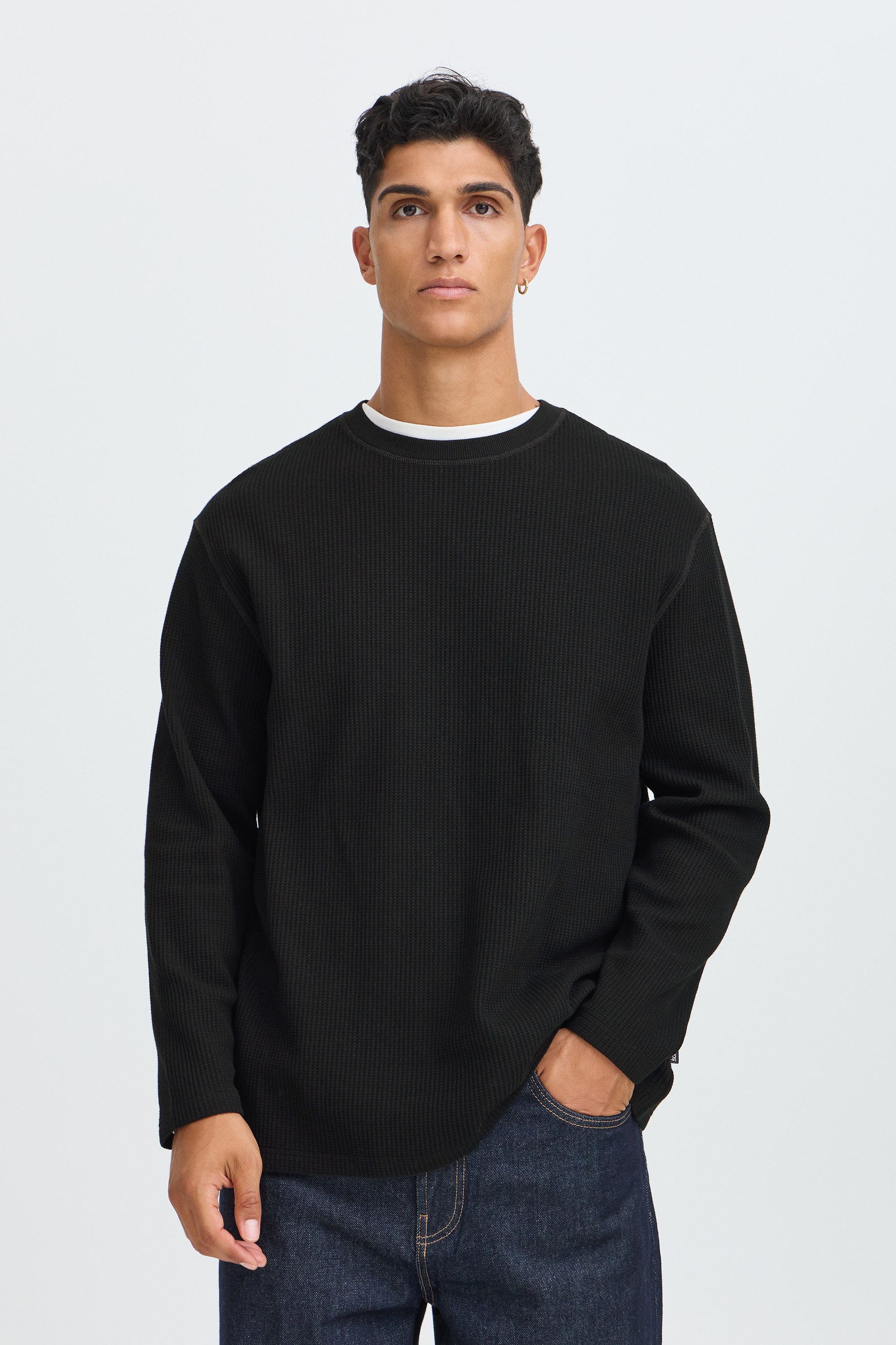 !Solid Langarmshirt SDDanton Modernes Langarmshirt mit Waffel-Struktur