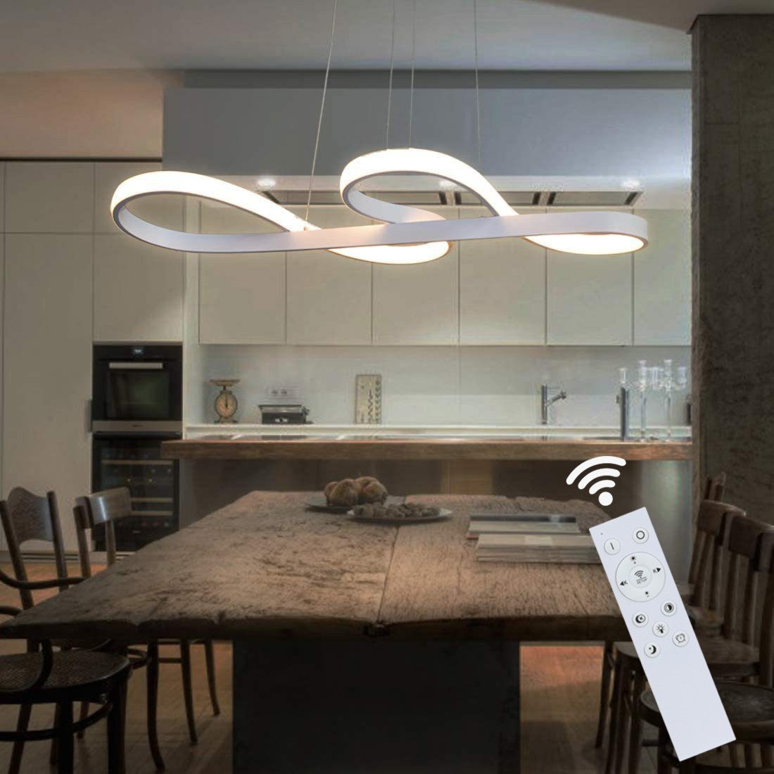 Nettlife LED Pendelleuchte Wohnzimmer Schwarz Dimmbar mit Fernbedienung 47W Подвесные светильники, Höhenverstellbar, LED fest integriert, Warmweiß Neutralweiß Kaltweiß, Esszimmer Wohnzimmer Schlafzimmer Arbeitszimmer Büro