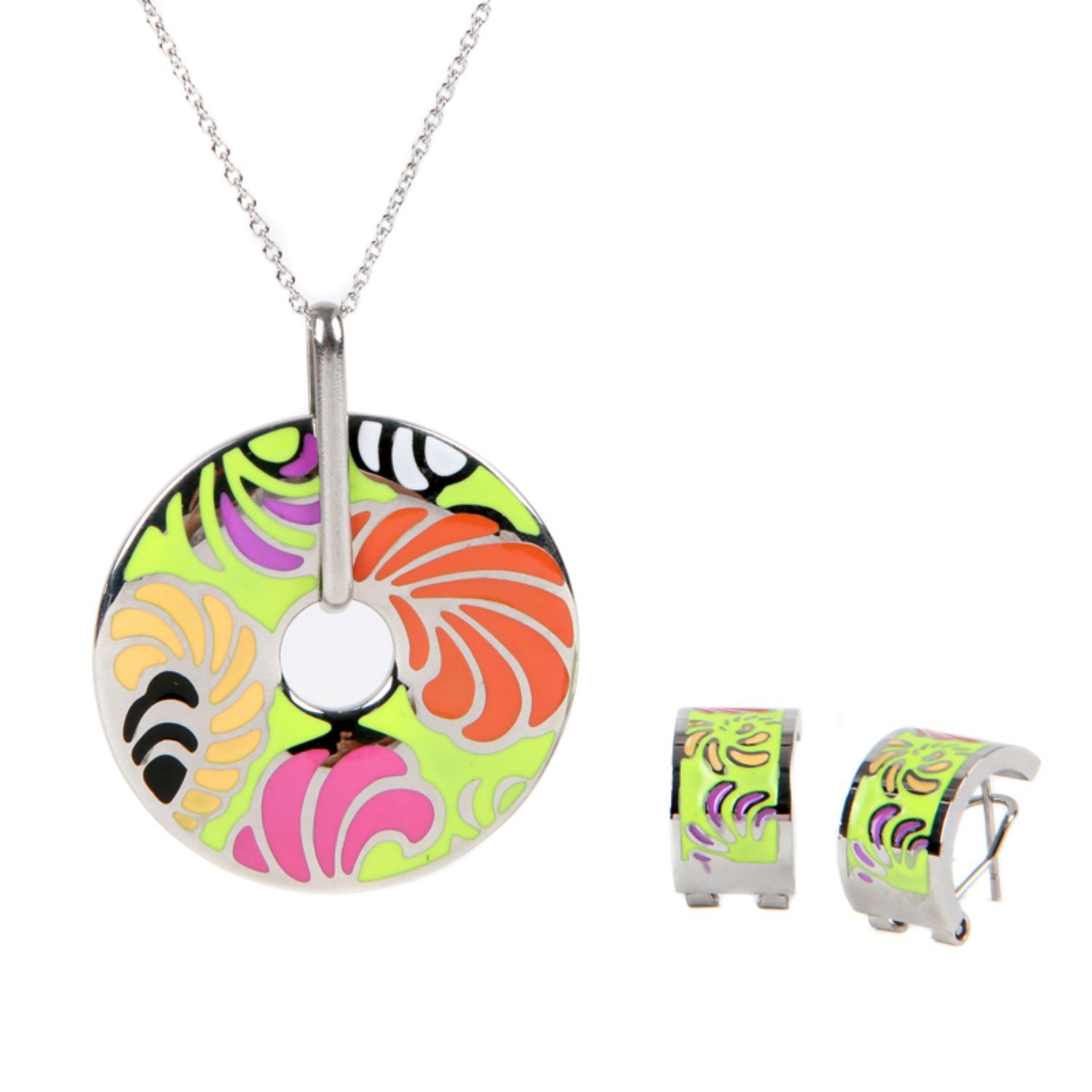 Kingka Ketten-Set Damen Flower Power Paar Ohrringe und Kette mit Anhänger als Set (Set), Zu Shirt, Hoodie, Jeans, Sneaker! Büro, Urlaub, Party, SALE SALE