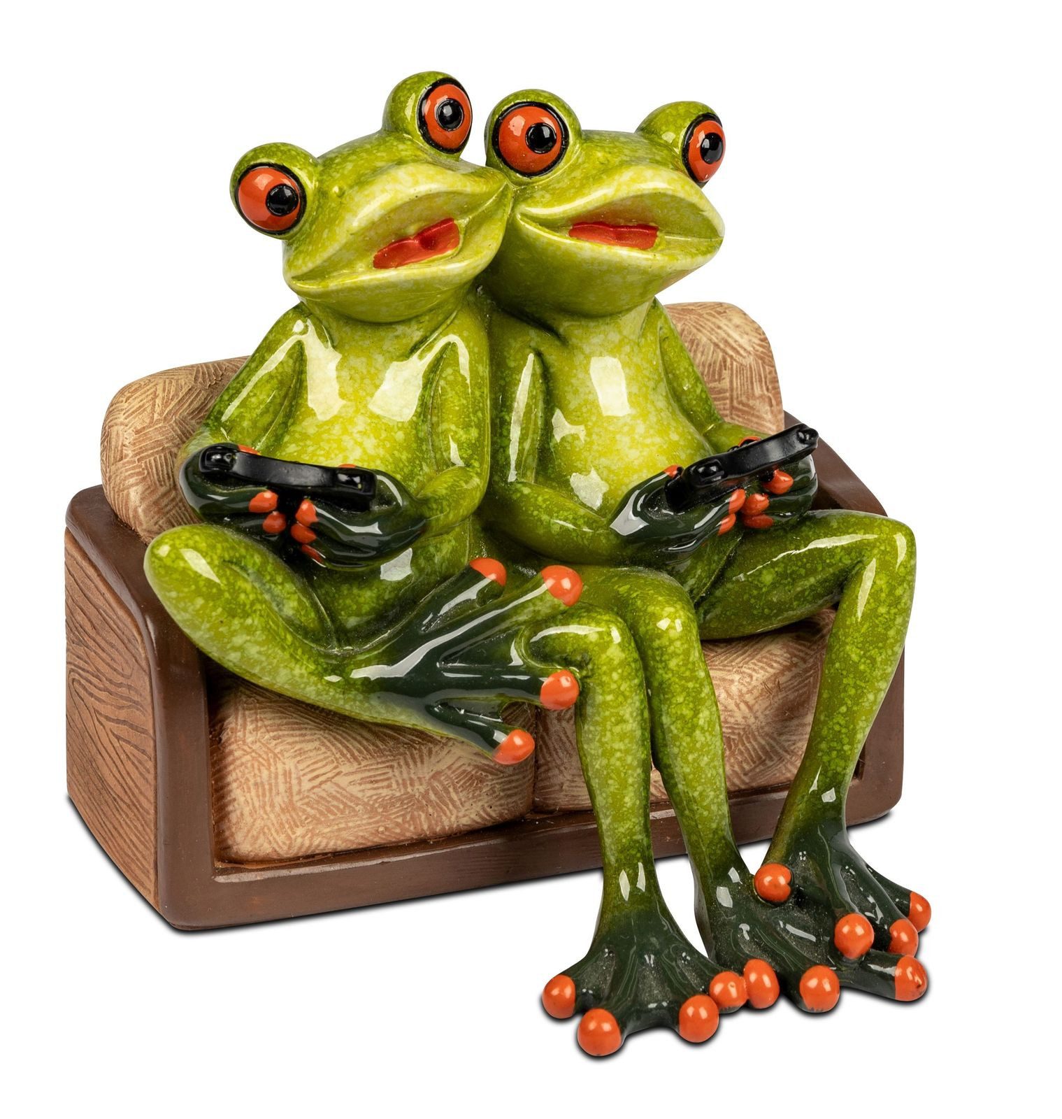 formano Sammelfigur Gaming Froschpaar Dekofigur Handbemalte Wohnraumfigur Polyresin 12 cm