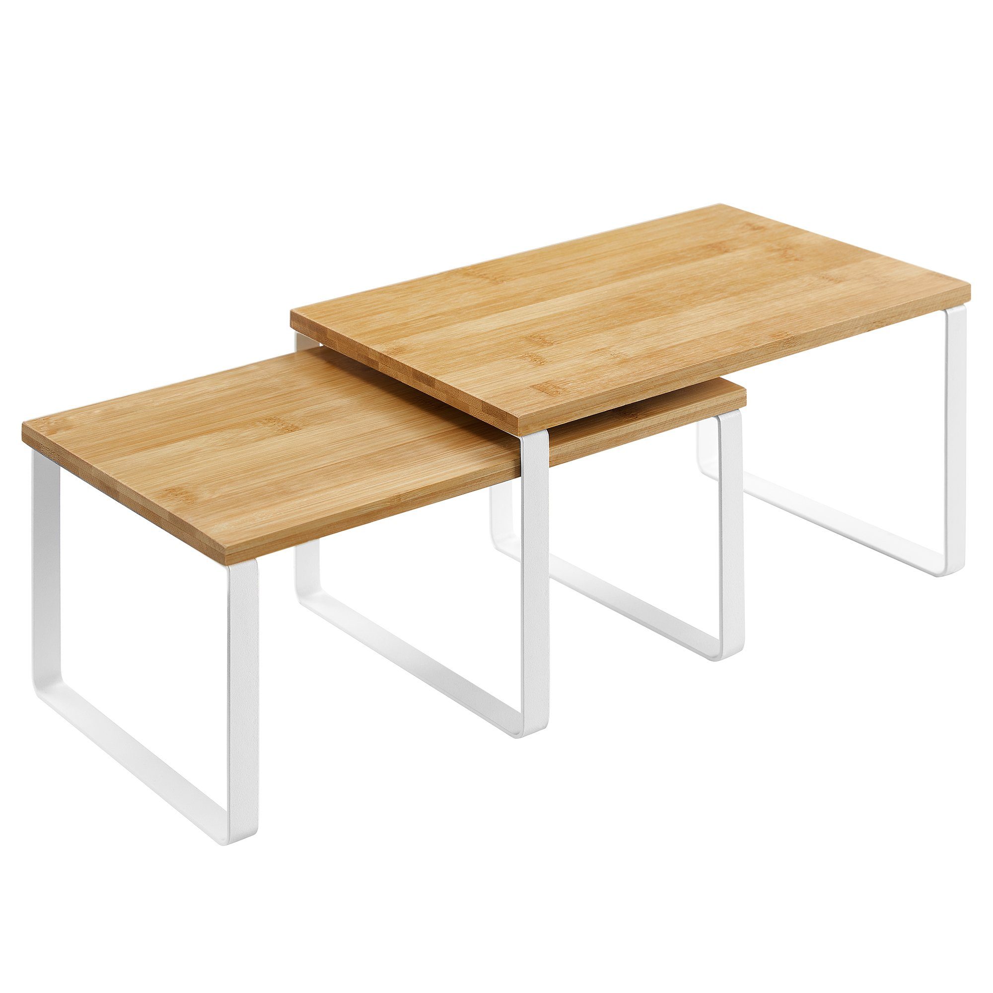 SONGMICS Gewürzregal Küchen-Organizer, Küchenregal, Schrank-Organizer Küche, kleines Regal, 2-tlg., erweiterbar, stapelbar, Metall und Holzwerkstoff