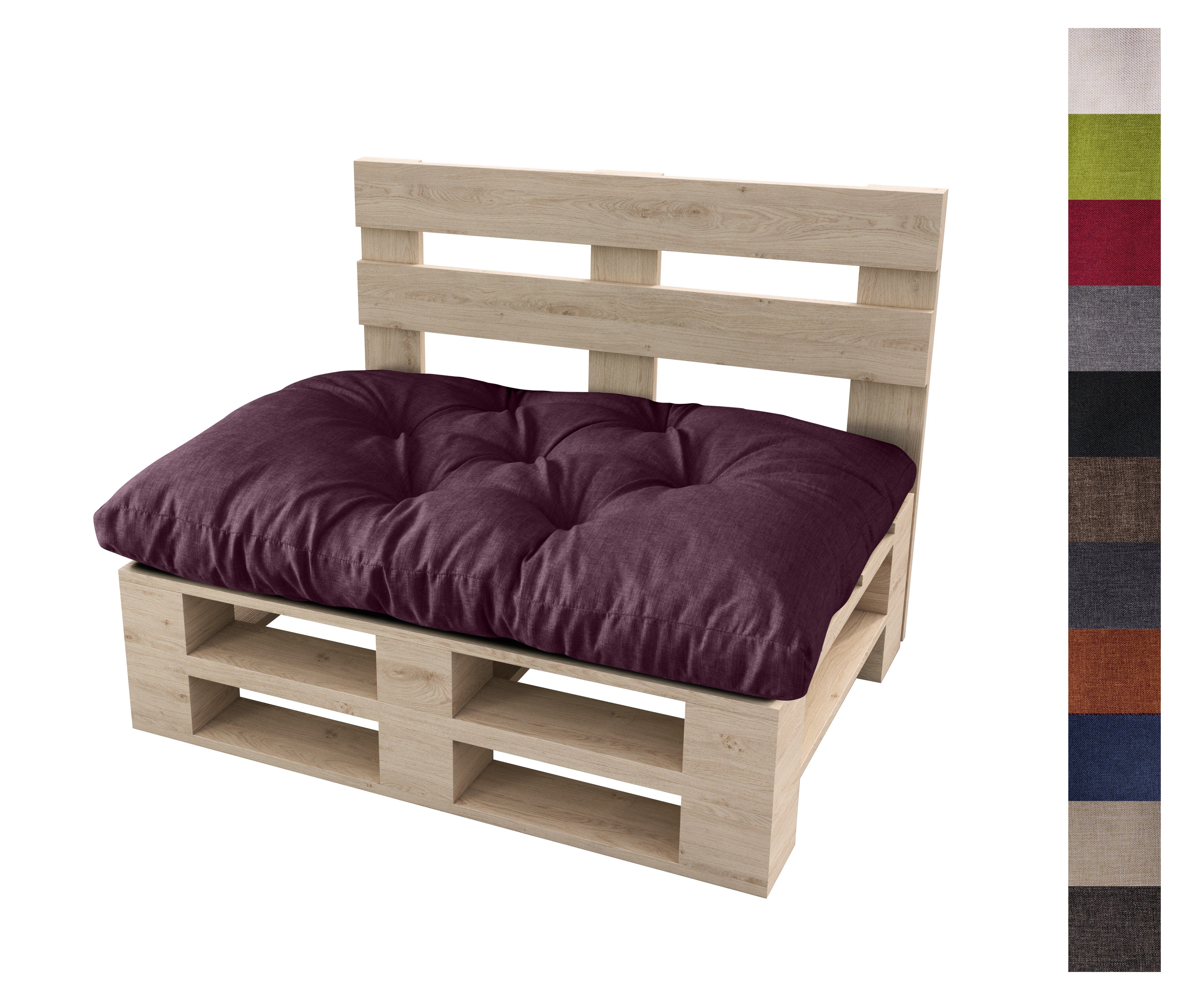 sunnypillow Подушки Palettenkissen gesteppt Подушки 120 x 80 x 12 cm, Violett