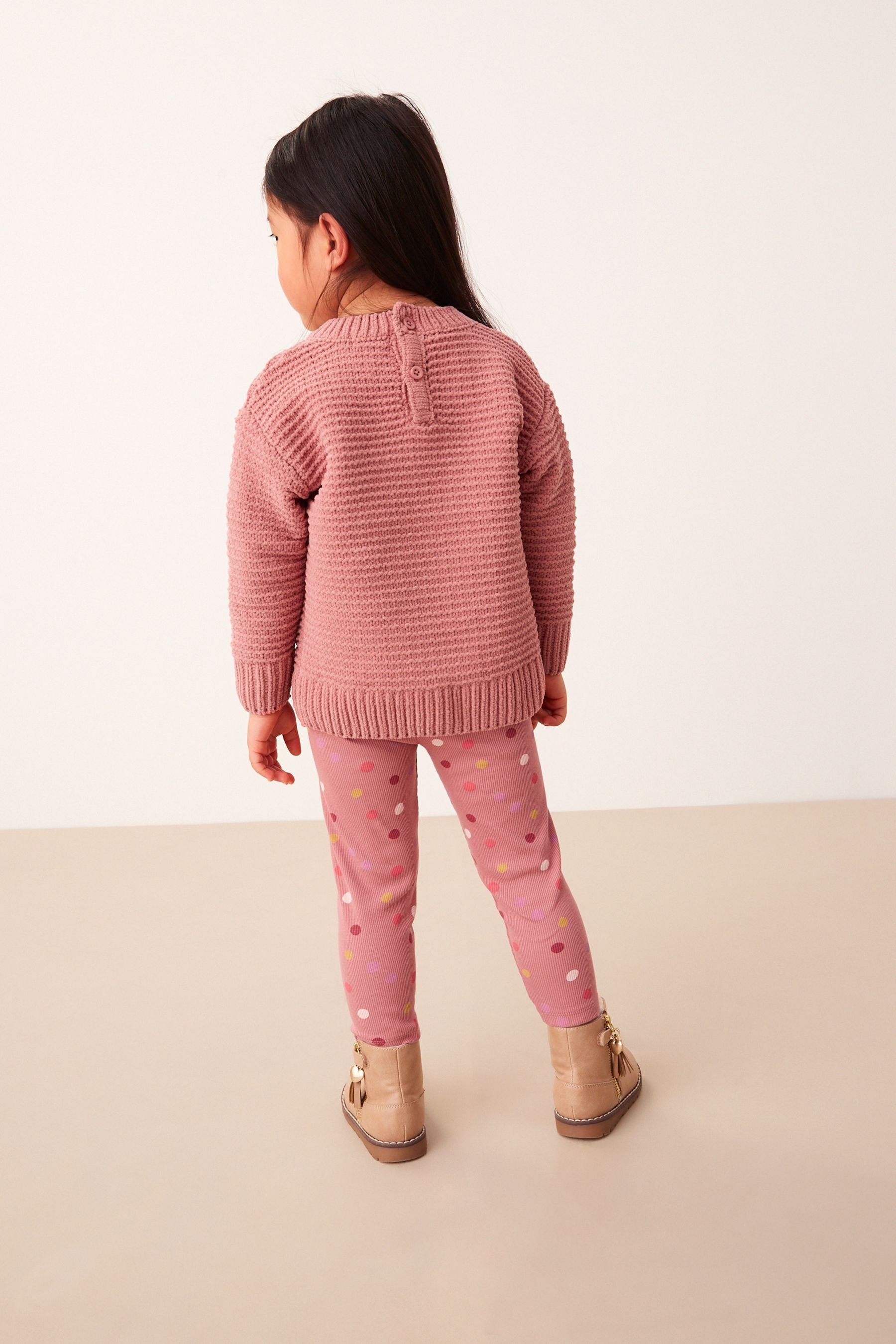 (2-tlg) im Next Rundhalspullover Pullover und Set Leggings Pink