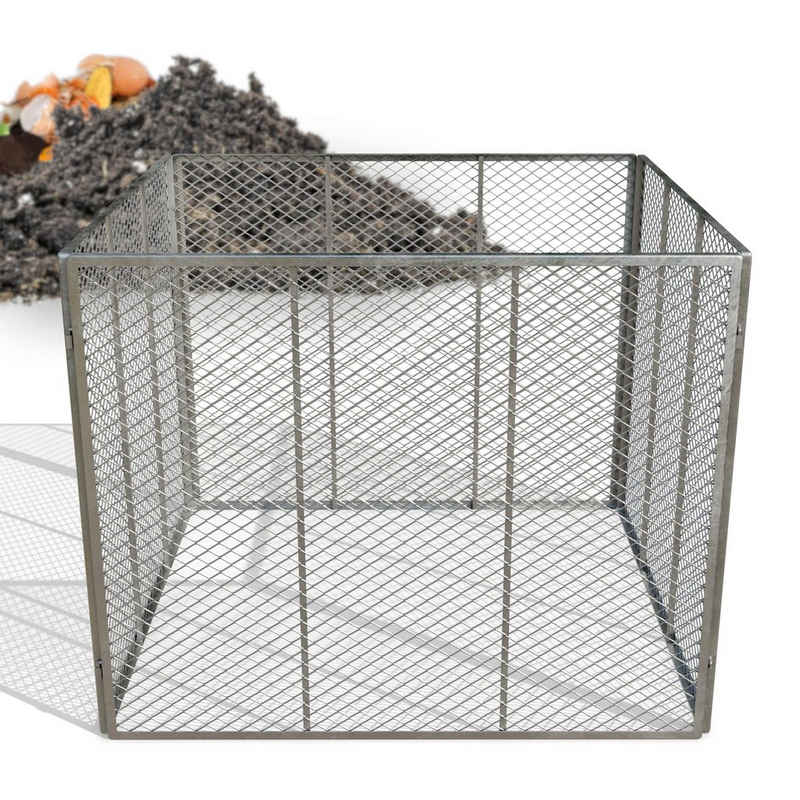 Heimfleiss® Komposter Metall Kompostbehälter 100x100x75 cm, 750 l, feuerverzinkter & robuster Kompostierer mit simplem Stecksystem, Kompostkiste für Gartenabfälle & Bio Müll