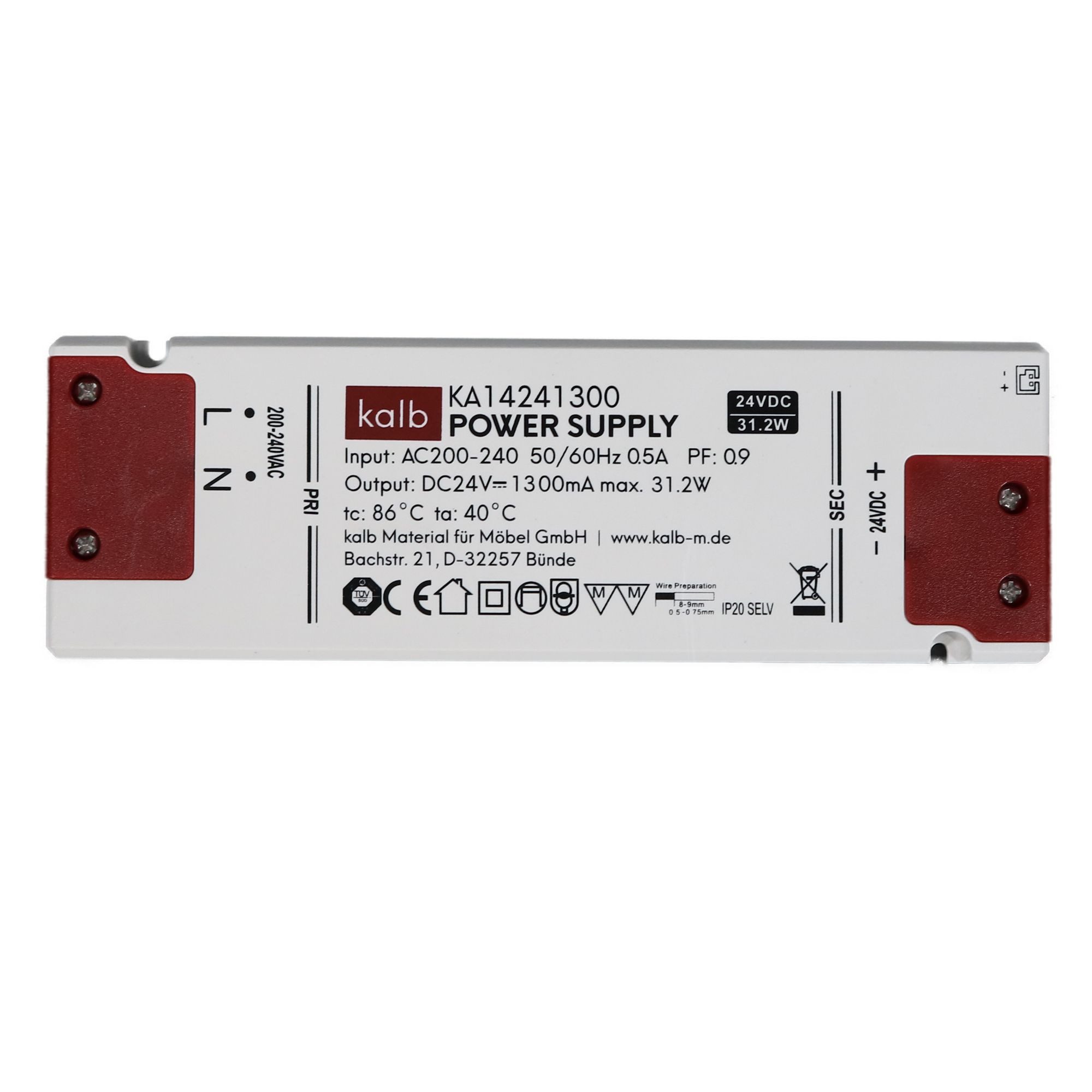 kalb LED-Netzteil 24V DC Velion, TÜV-geprüft, ultraflach 17mm, 15W/30W/60W Netzteil