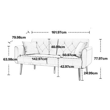 AUKWIK Sofa 2-Sitzer Klappsofa, Sitzfläche aus Samt oder Bouclé, mit Relaxfunktion, Rückenlehne neigbar 110°/140°/180°, 272 KG belastbar