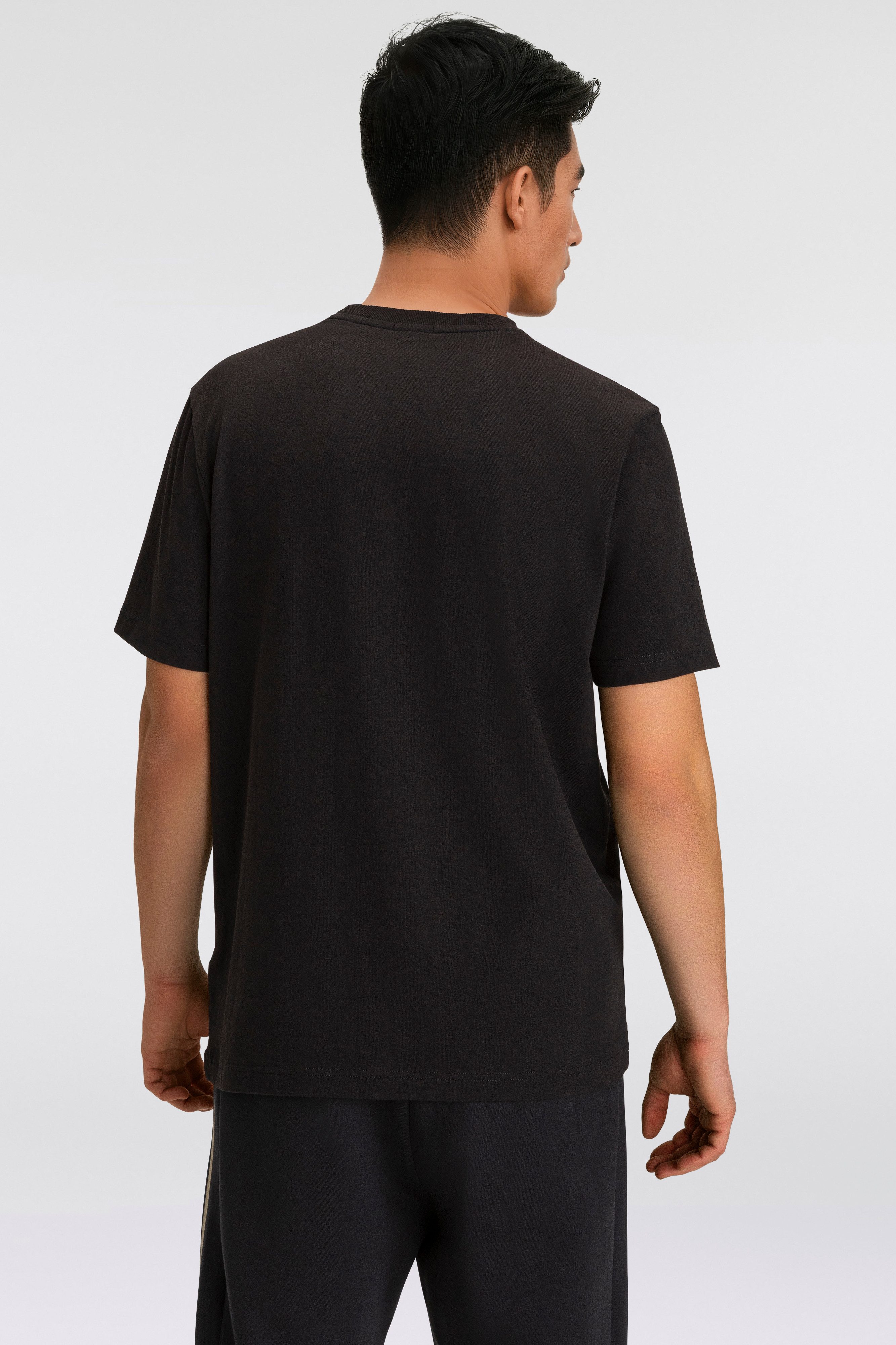 BOSS GREEN Rundhalsshirt Tee Regular Fit Stretch Jersey Cotton, Logo on Chest, Rundhals