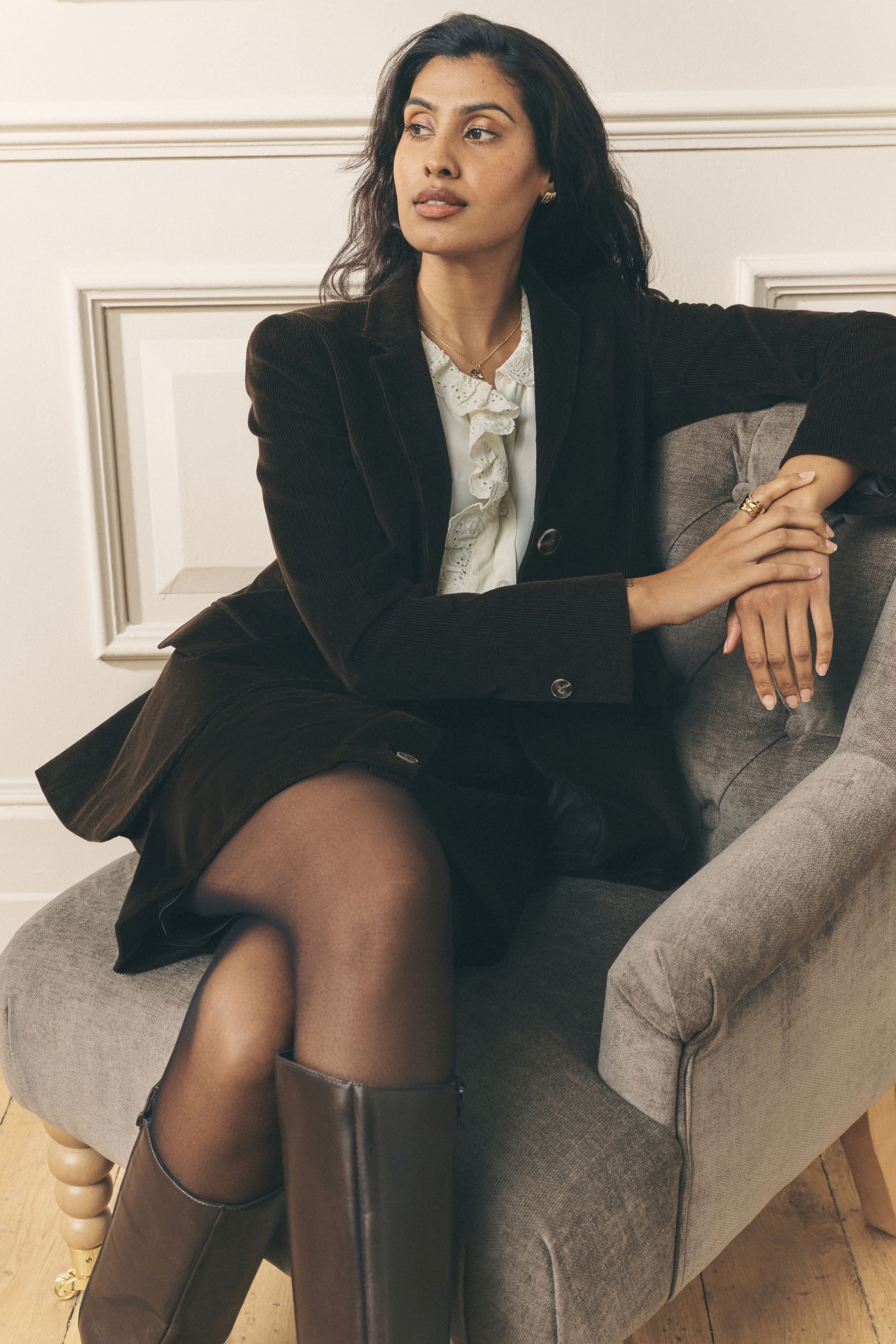 LAURA ASHLEY Cordjacke Laura Ashley einreihiger Heritage Cordblazer (1-St)