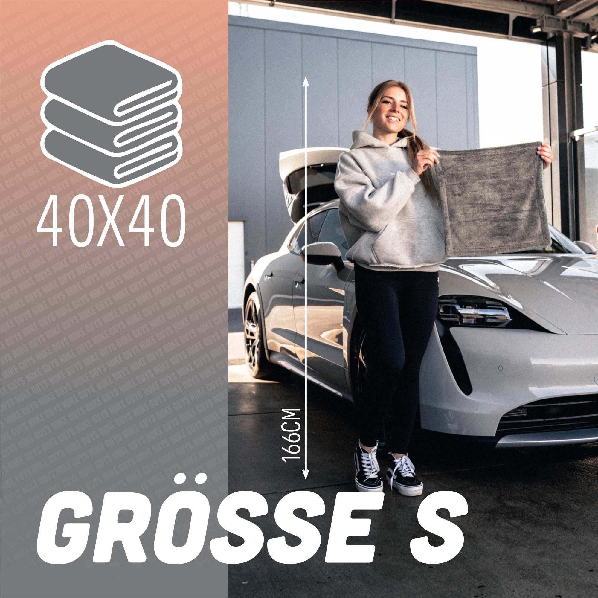 Nuke Guys Microfaser Auto Trockentuch - Gamma Dryer S bis XXL Mikrofasertuch (Microfaser, 40x40 cm, 1-tlg., Gamma Dryer S - Grau - 40x40cm 1400GSM)