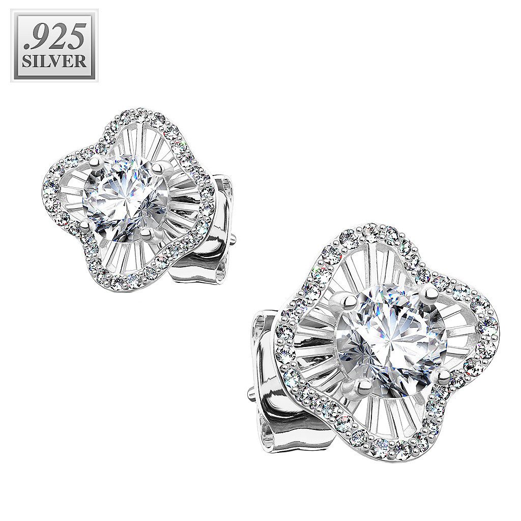 Paar Ohrstecker 1 Paar Zirkonia Kristall Butterblume Ohrringe 925 Sterling Silber