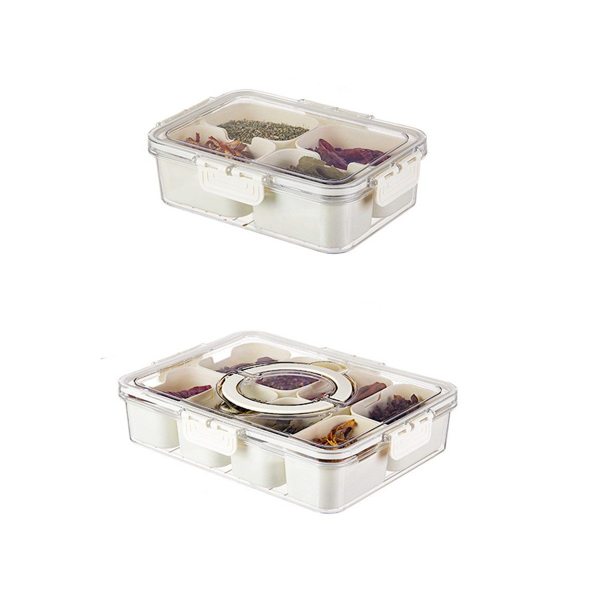 yozhiqu Frischhaltedose Geteiltes Tablett mit Deckel und Griffen – Snackbox, Feinkostbehälter, tragbare Snackplatten – transparente Aufbewahrungsbox für Süßigkeiten