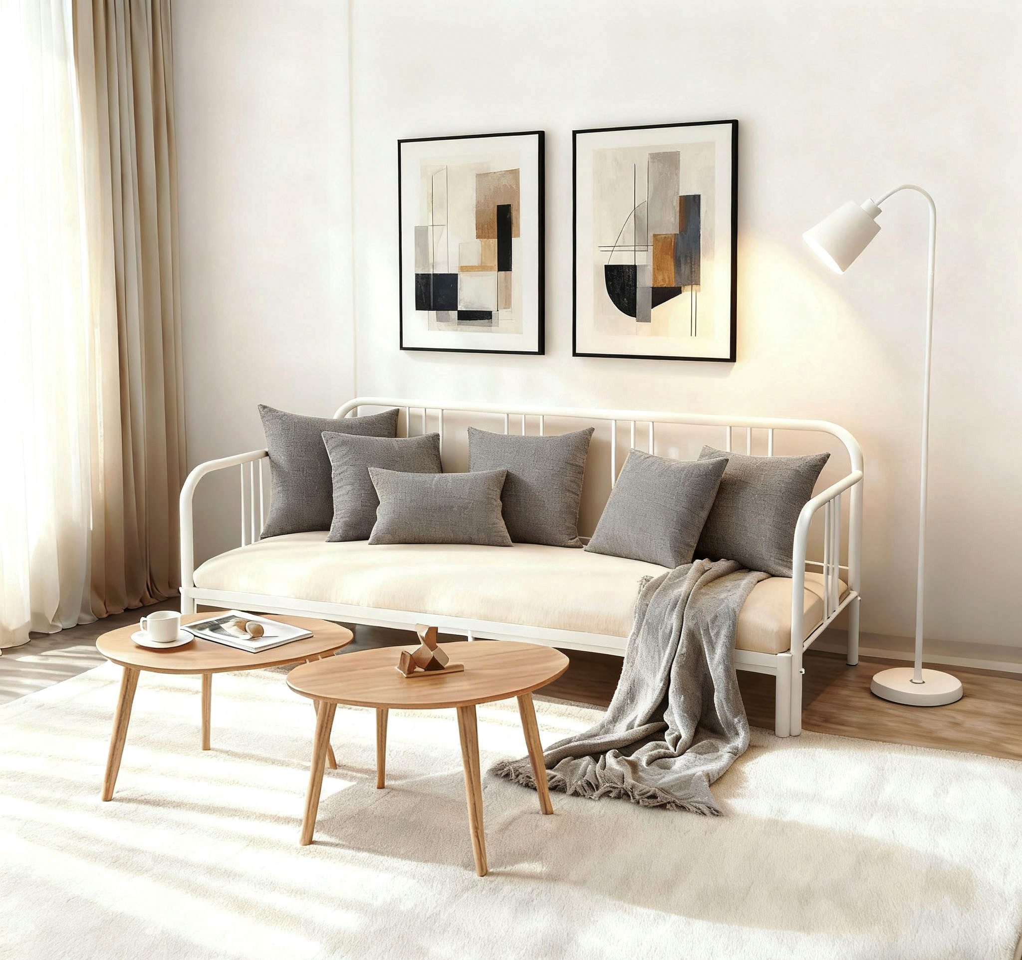 OTTO home Metallbett Trento Bett Bettgestell Doppelbett Ausziehbett (Bestseller Gästebett Sofabett Schlafzimmer), Daybett mit Ausziefunktion im Landhausdesign weiß