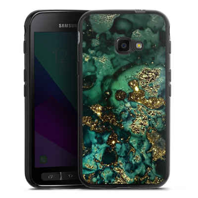 DeinDesign Handyhülle Marmor Glitzer Look Muster Cyan Glitter Marble Look, Samsung Galaxy Xcover 4 Silikon Hülle Bumper Case Handy Schutzhülle