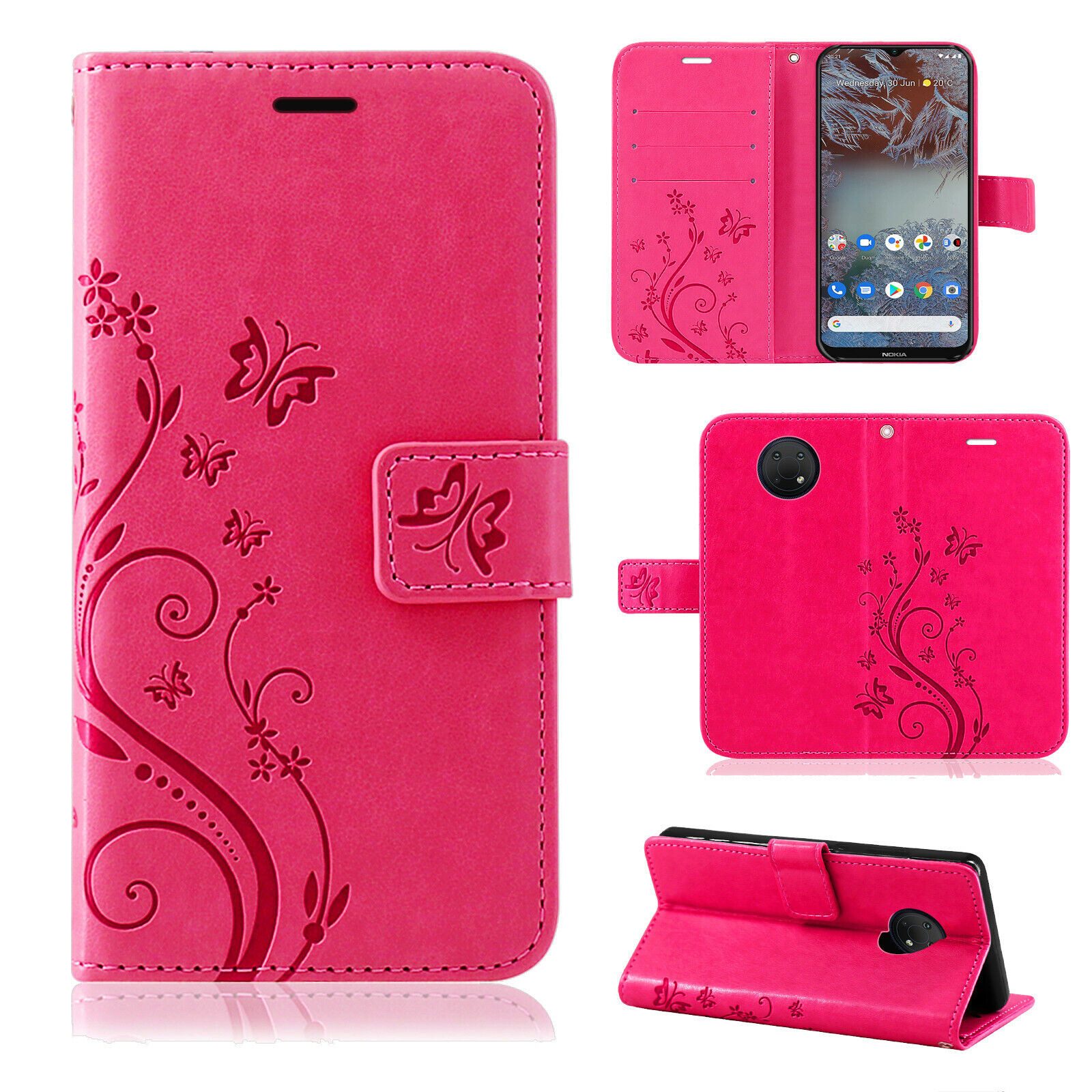 Betterfon Hülle Für Nokia 3.2 – PU Leder, Klapphülle Mit Aufstellfunktion & Blumen-Design
