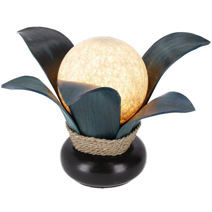 Guru-Shop Tischleuchte Palmenblatt Tischlampe in Bali handgemacht aus.. Leuchtmittel nicht inklusive