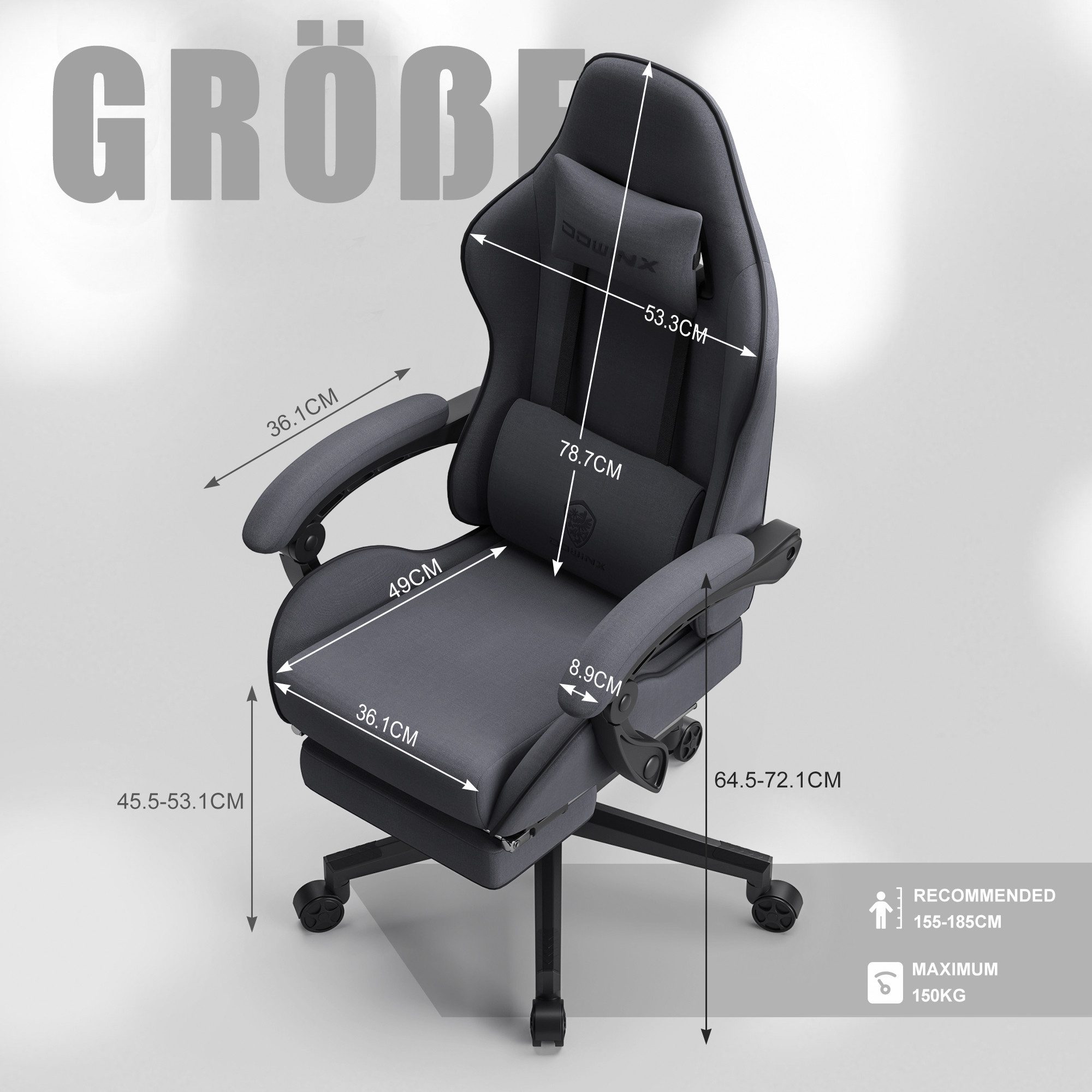 Dowinx Gaming-Stuhl Ergonomisches Design mit Massage-Lendenwirbelstütze, günstig online kaufen