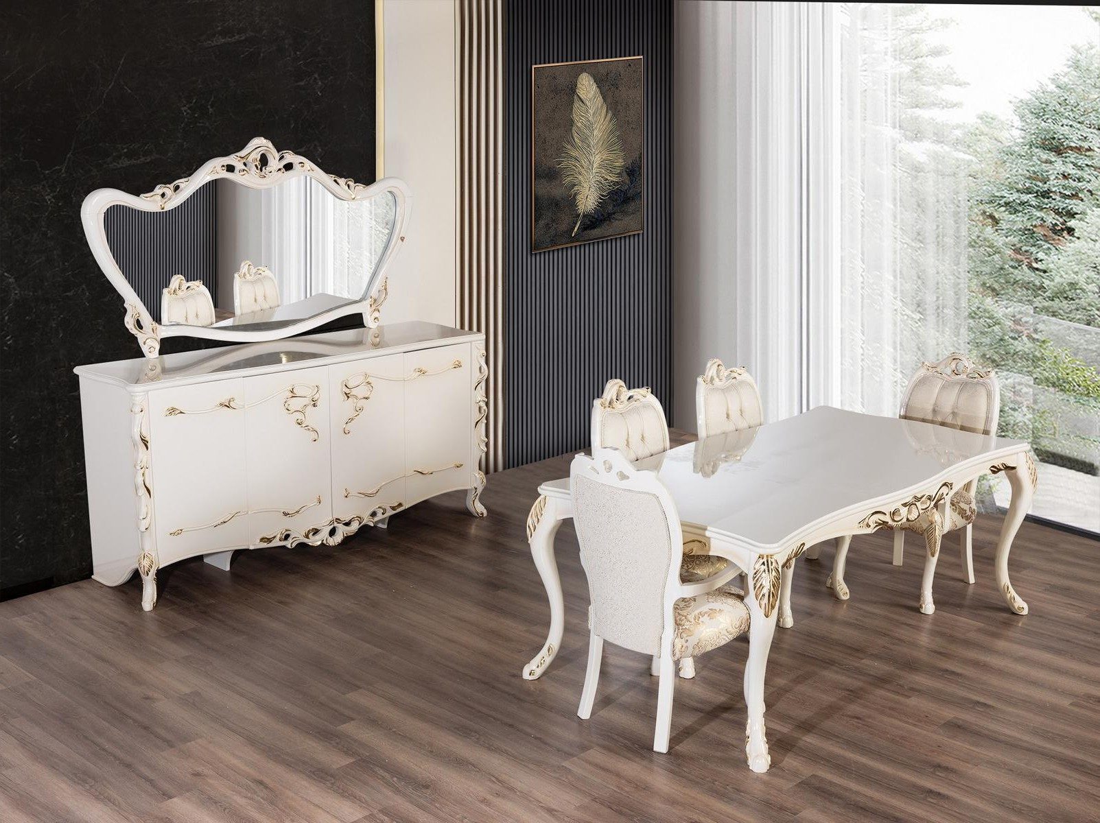 Essgruppe Esszimmer Set Tisch mit 4 Stühlen 5-teiliges Garniturset