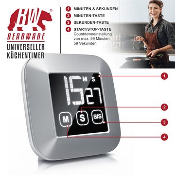 BEARWARE Küchentimer Digital, Küchenwecker Eieruhr, LCD Display, Countdown, magnetisch