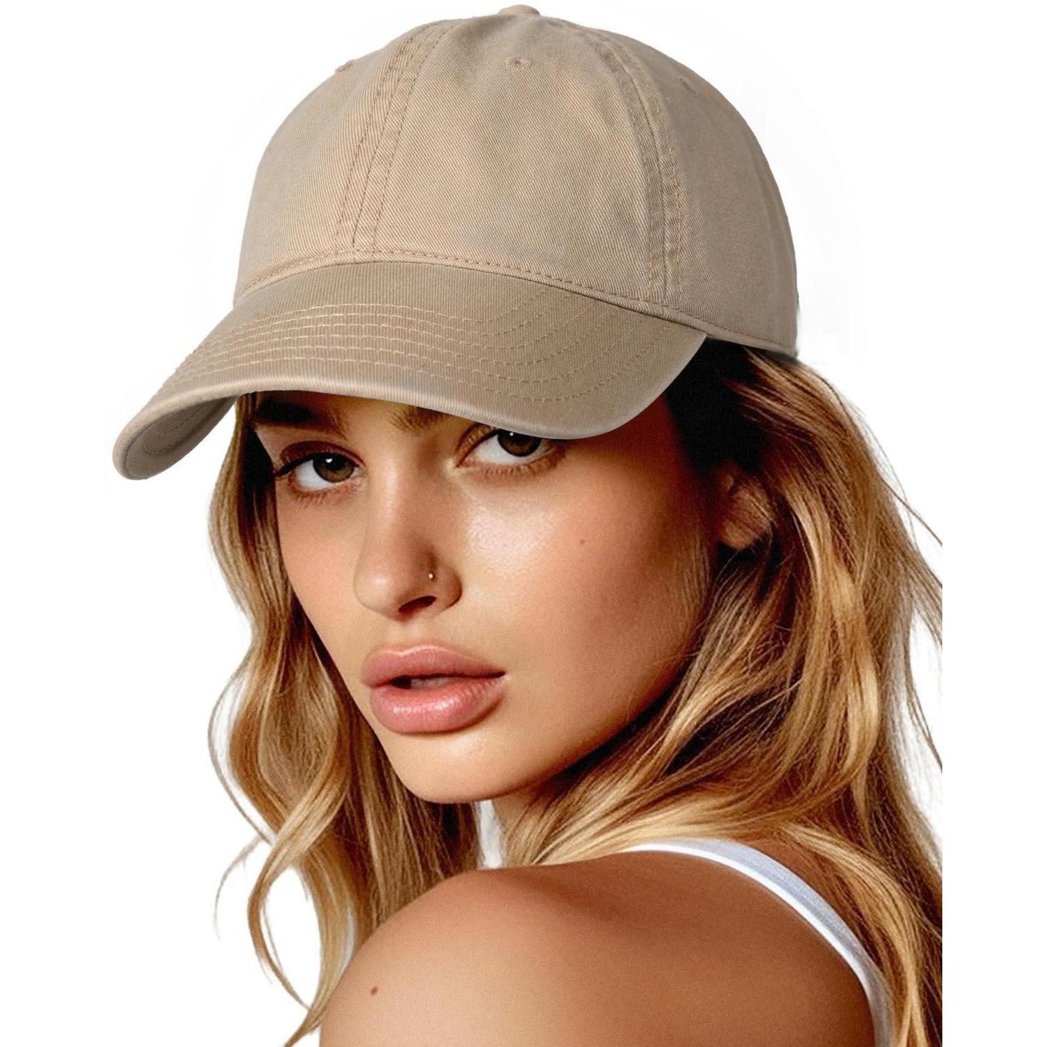 LuxusKollektion Baseball Cap Basecap Damen Baumwolle Verstellbar Vintage Khaki M