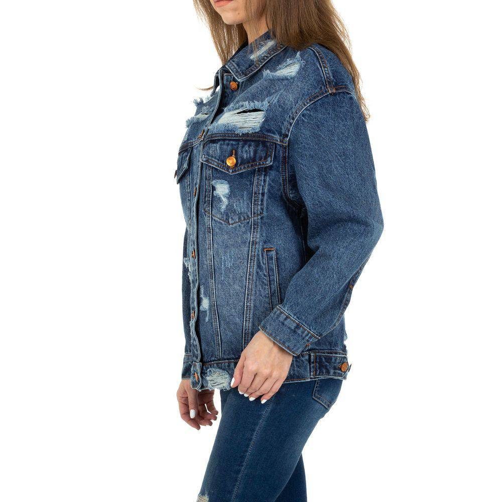 Ital-Design Jeansjacke Damen Freizeit Destroyed-Look Jeansjacke in Blau günstig online kaufen