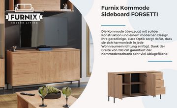 Furnix Kommode Sideboard FORSETTI K2D3SZ Wohnzimmerkommode 3 Schubladen 2 Türen, Abmessungen: B150 x H80 x T41 cm