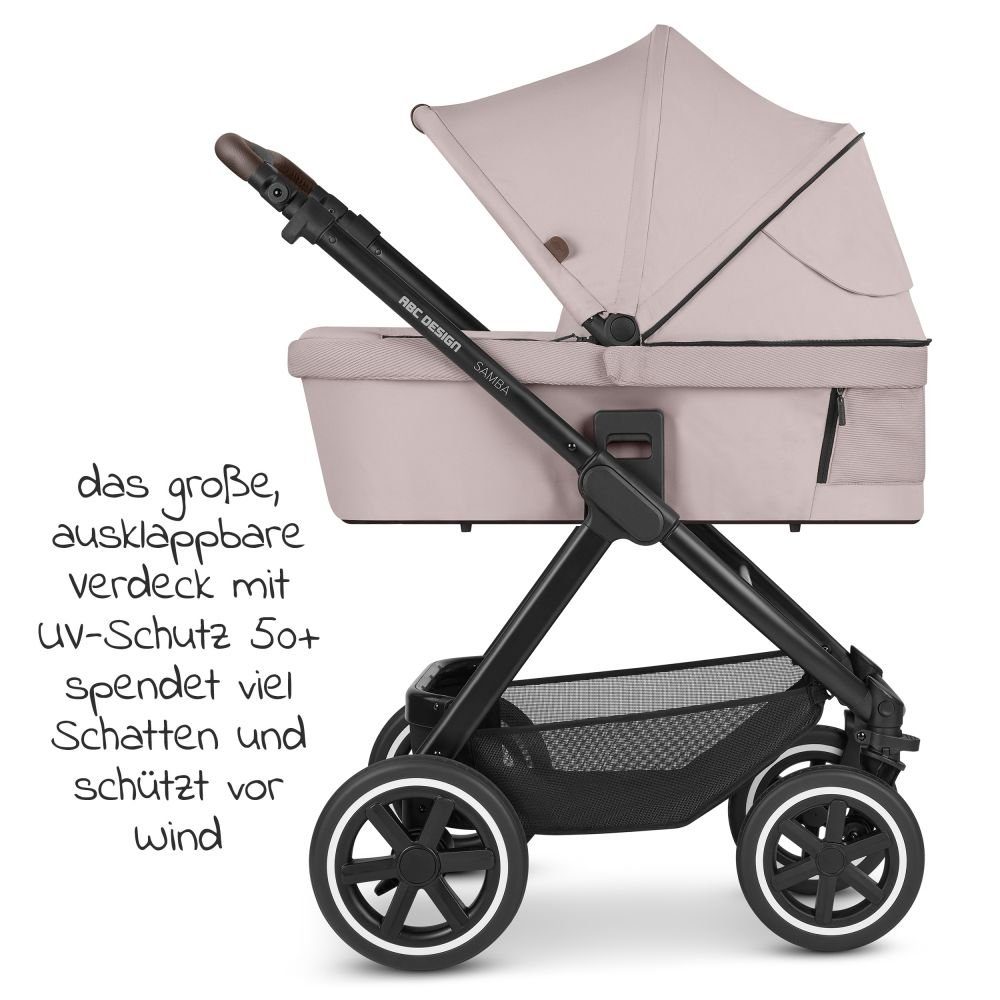 ABC Design - Kombi-Kinderwagen Samba - inkl. Babywanne & Sportsitz mit XXL  Zubehörpaket - Powder 