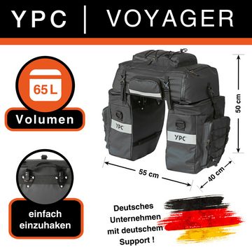 YPC Gepäckträgertasche "Voyager" 3 in 1 Fahrradtasche für Gepäckträger XXL, 65L, 55x50x40cm, geräumig, praktisch, modern, wasserdicht, stabil