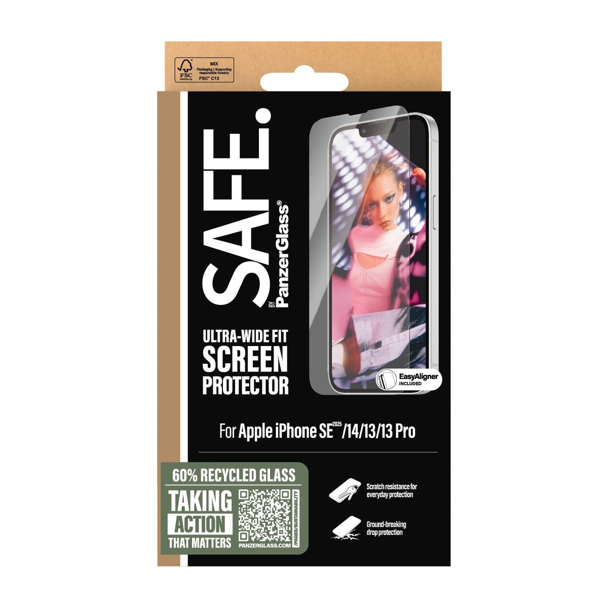 SAFE by PanzerGlass Displayschutzglas Ultra-Wide Fit Screen Protection für Apple iPhone 13/13 Pro, Apple iPhone 14, Apple iPhone 16e, Displayschutzfolie, Schutz – Bild 4 von 4